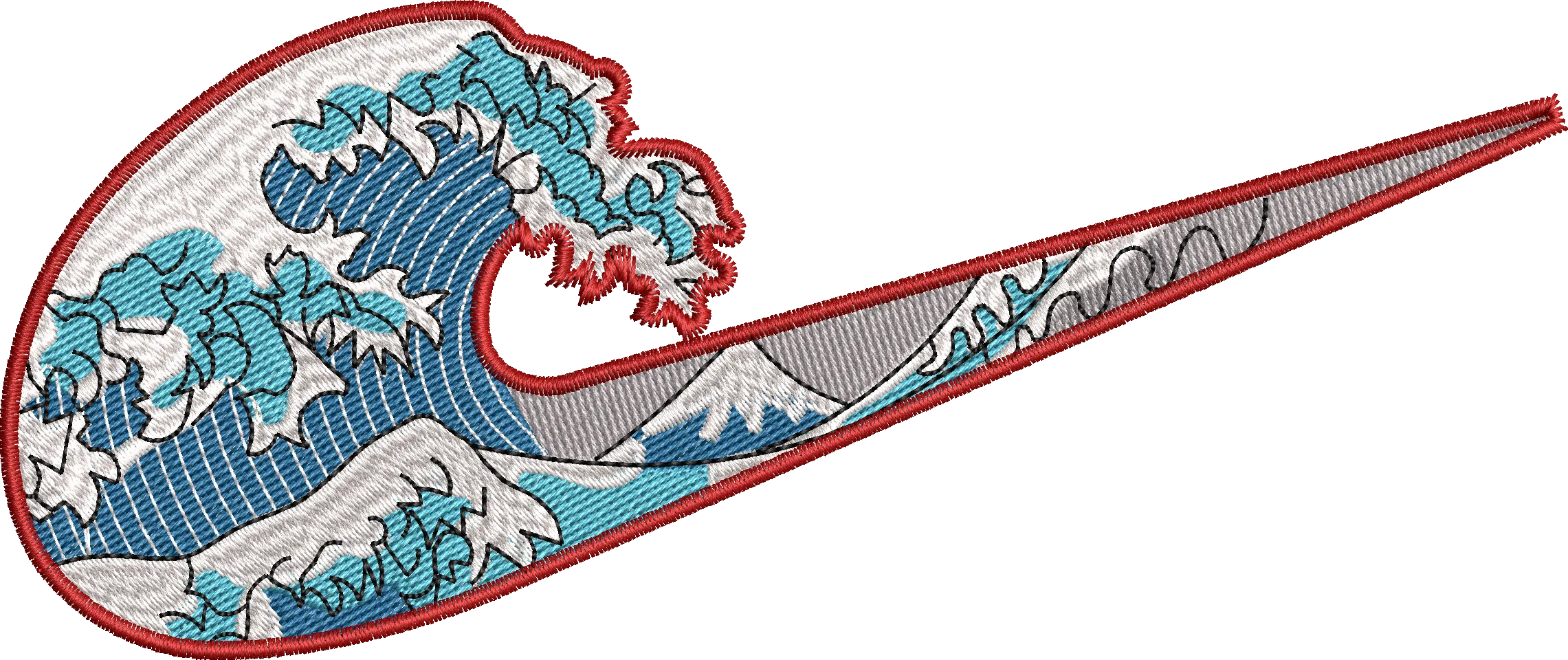 Alternative view of  Embroidered Great Wave Swoosh Design 