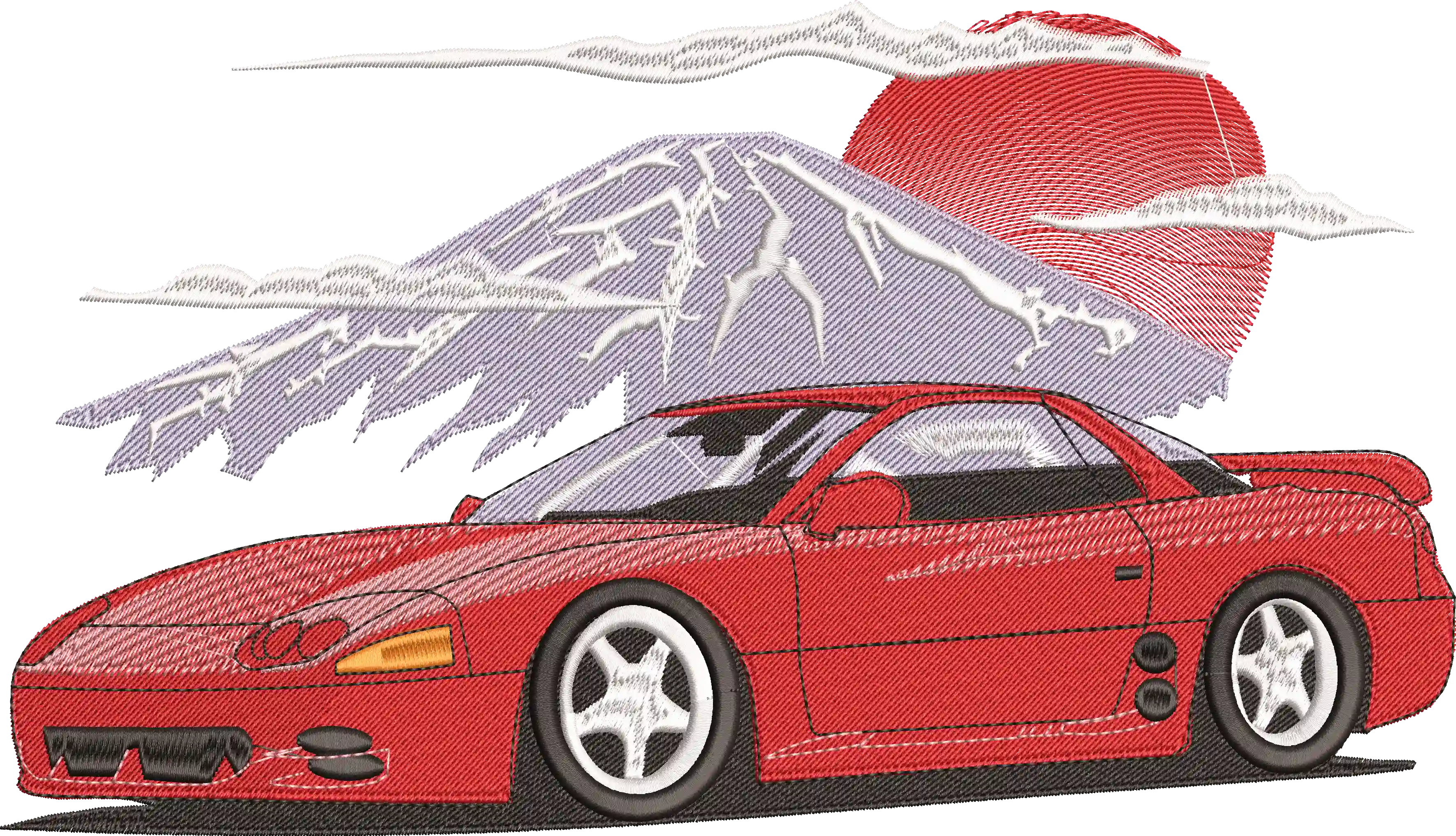 Alternative view of  Embroidered Japanese Sports Car Landscape 