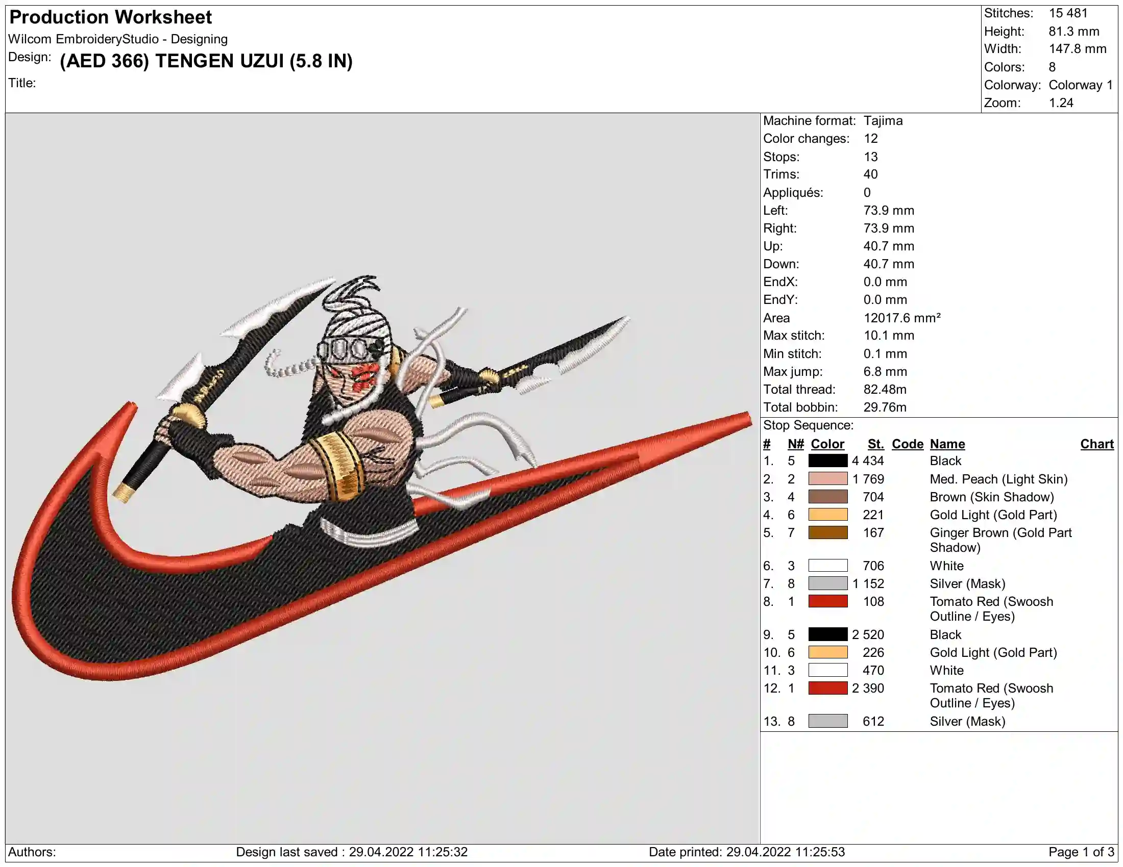 Alternative view of  Nike Logo Embroidery with Anime Character 