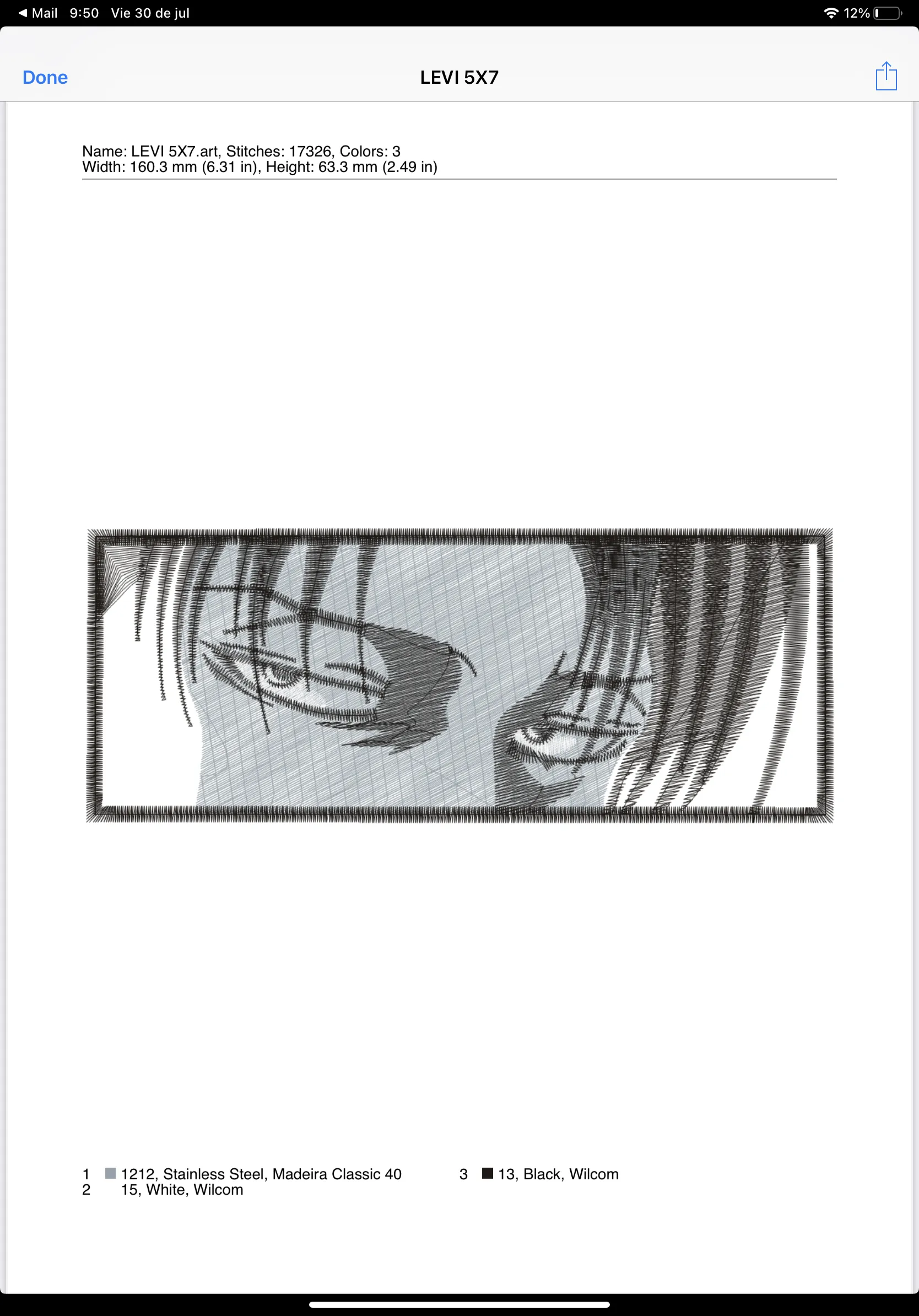 Alternative view of  Embroidered Manga Eyes Close-Up 
