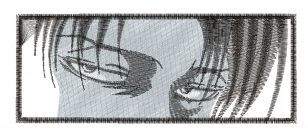 Alternative view of  Embroidered Manga Eyes Close-Up 
