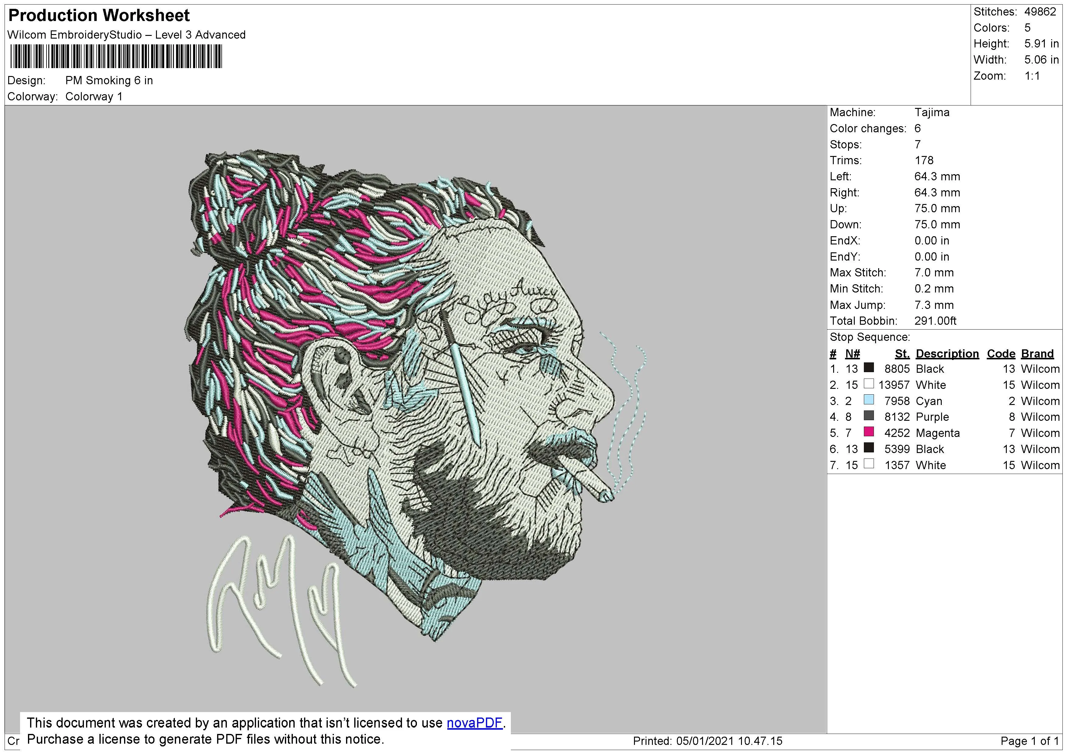 Alternative view of  Embroidered Portrait of Lil Peep 