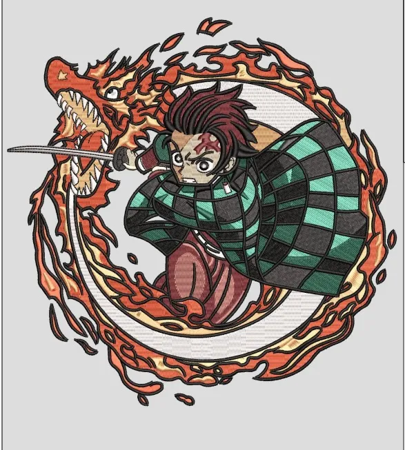 Alternative view of  Embroidered Anime Warrior in Action 