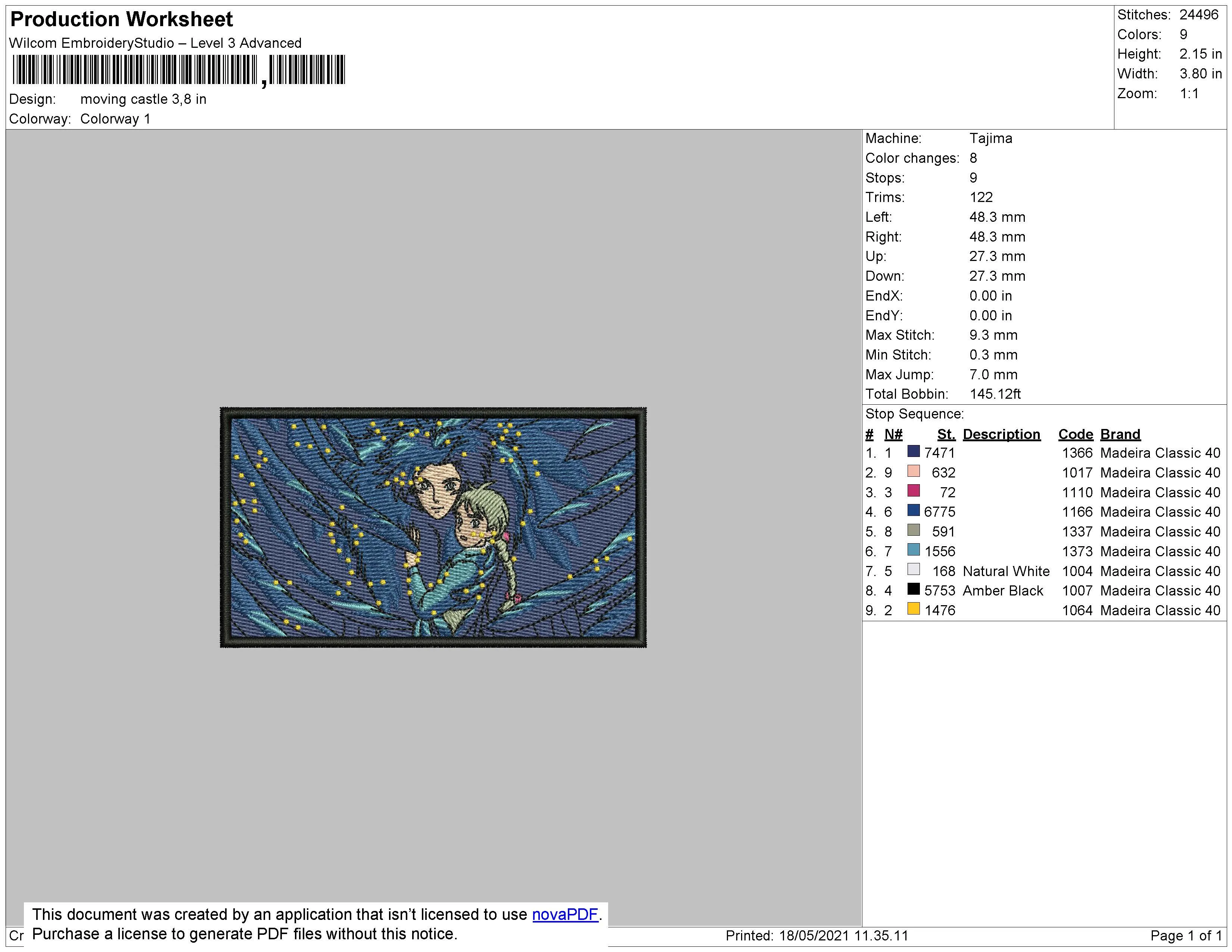 Alternative view of  Starry Night Embroidered Art 