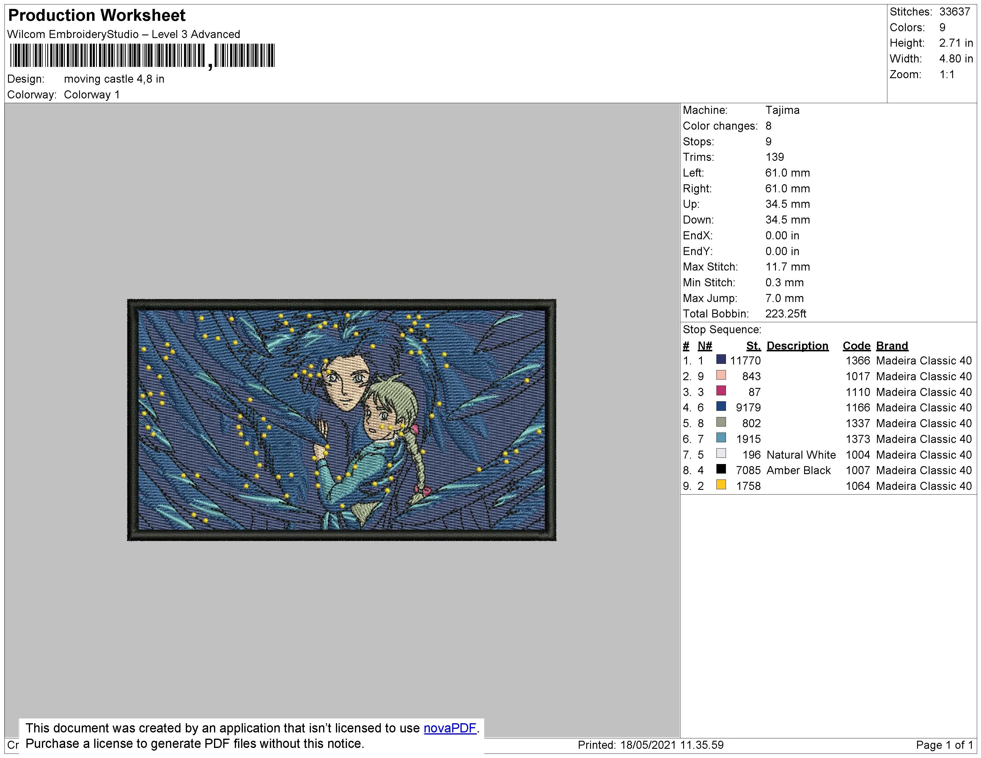 Alternative view of  Starry Night Embroidered Art 