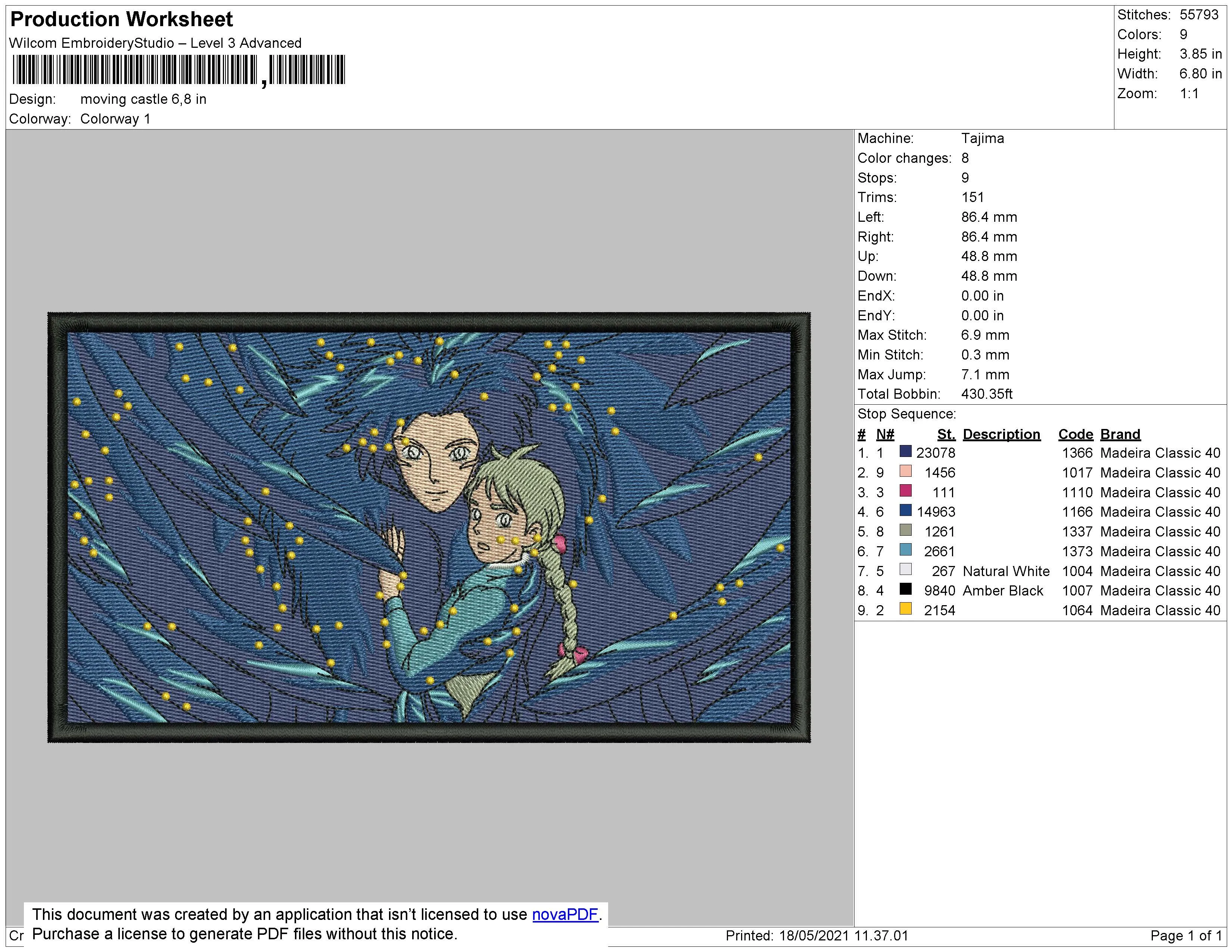 Alternative view of  Starry Night Embroidered Art 