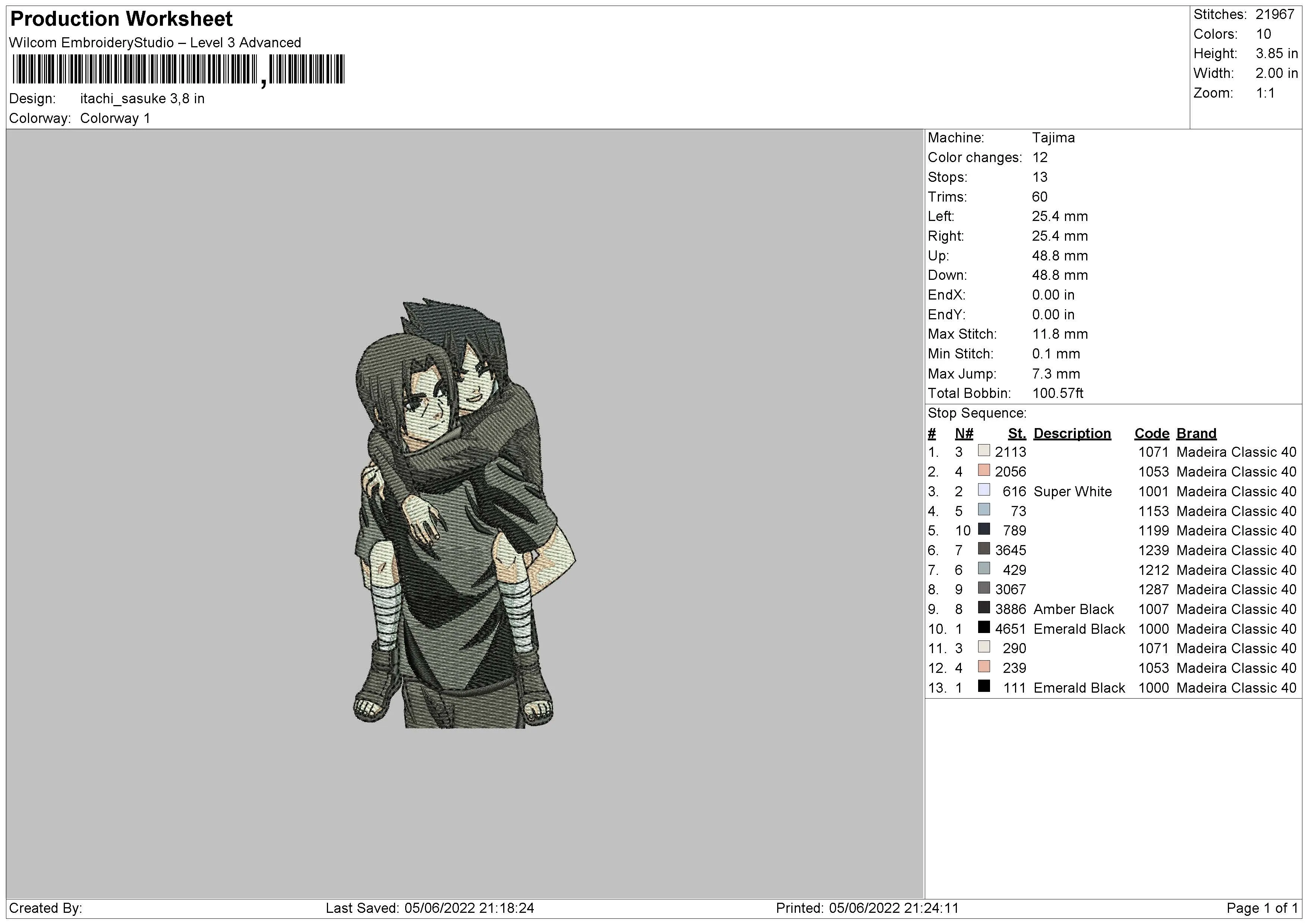 Alternative view of  Embroidered Anime Character Embrace 