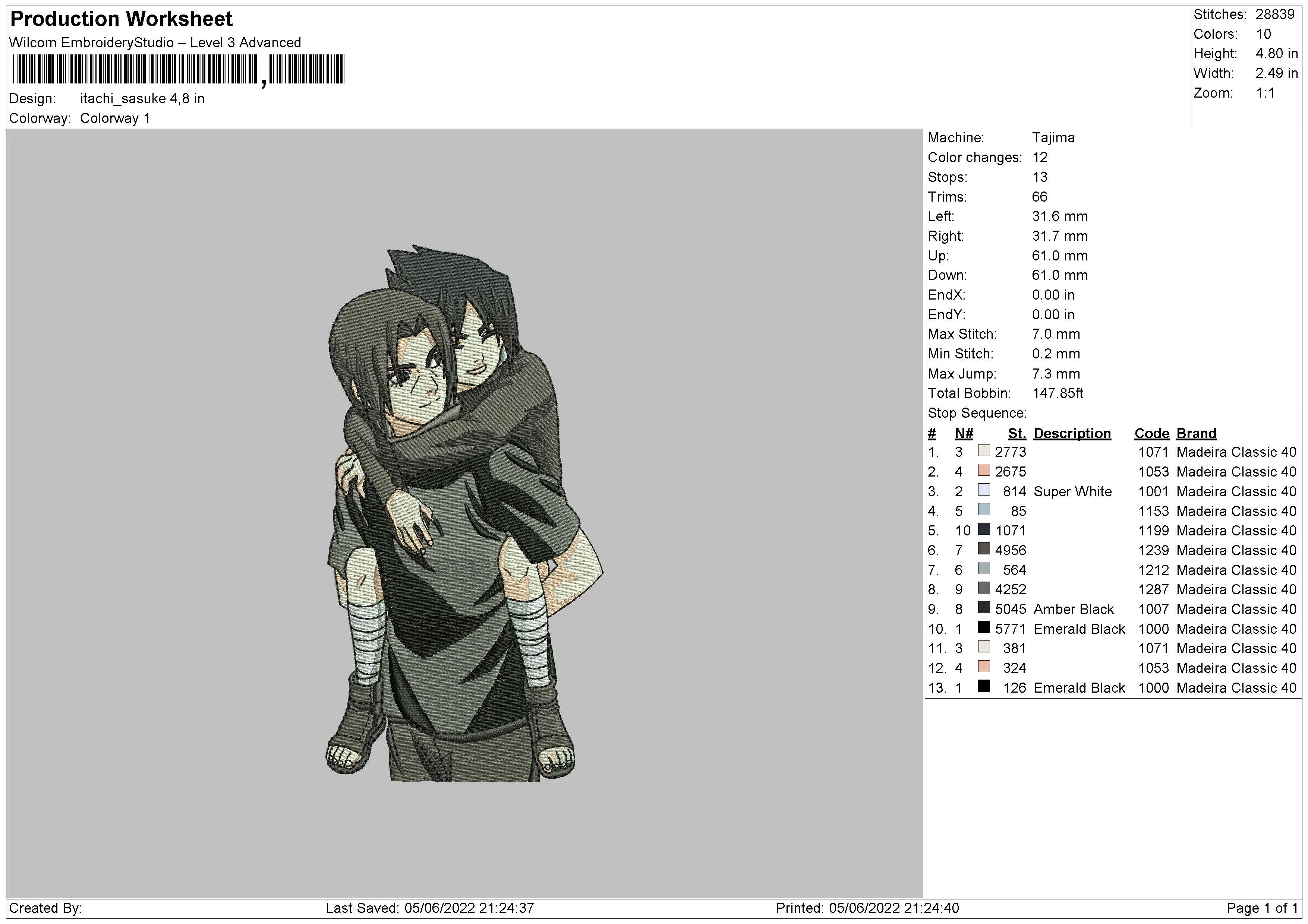 Alternative view of  Embroidered Anime Character Embrace 