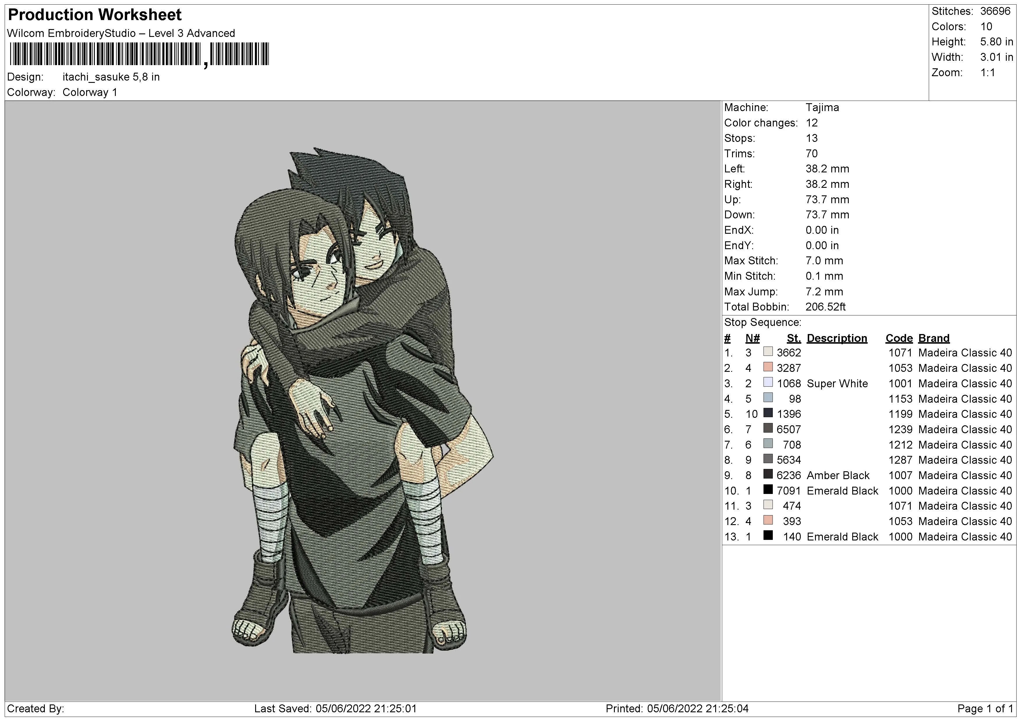 Alternative view of  Embroidered Anime Character Embrace 