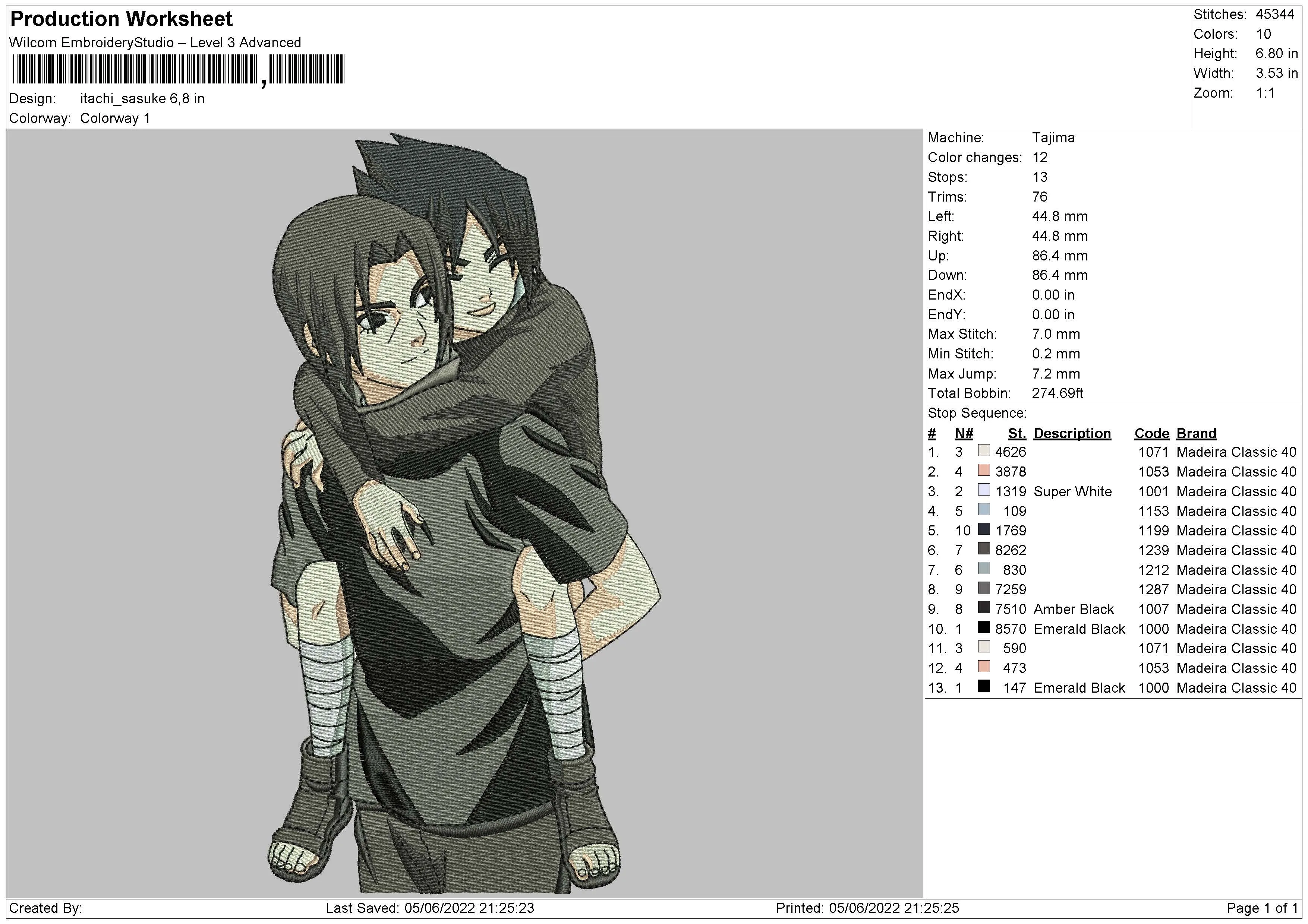 Alternative view of  Embroidered Anime Character Embrace 