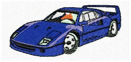 Alternative view of  Blue Sports Car Embroidery Design 