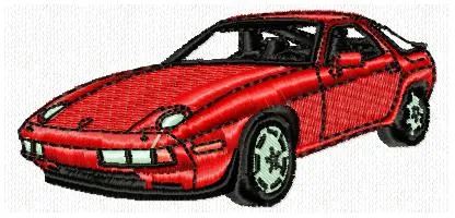 Alternative view of  Embroidered Red Sports Car Design 