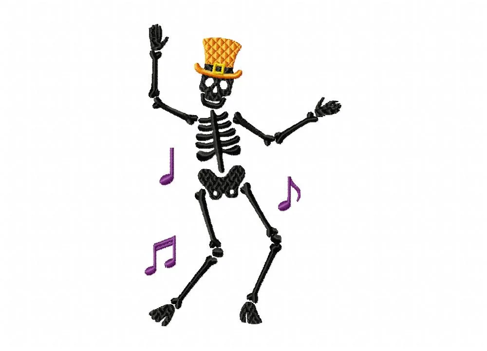Alternative view of  Dancing Skeleton Embroidery Design 