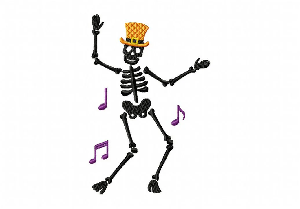 Alternative view of  Dancing Skeleton Embroidery Design 
