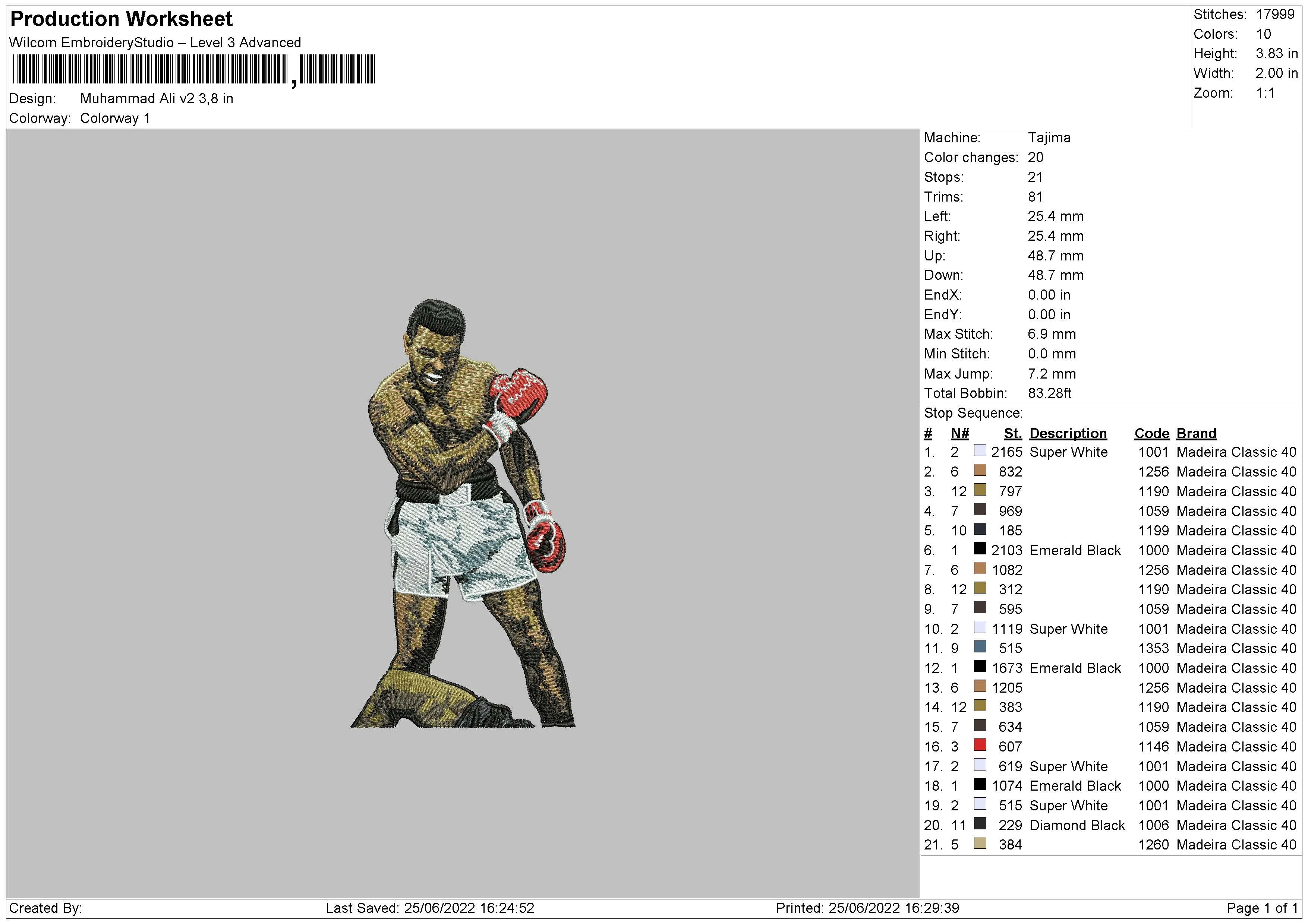 Alternative view of  Boxing Legend Embroidered Artwork 