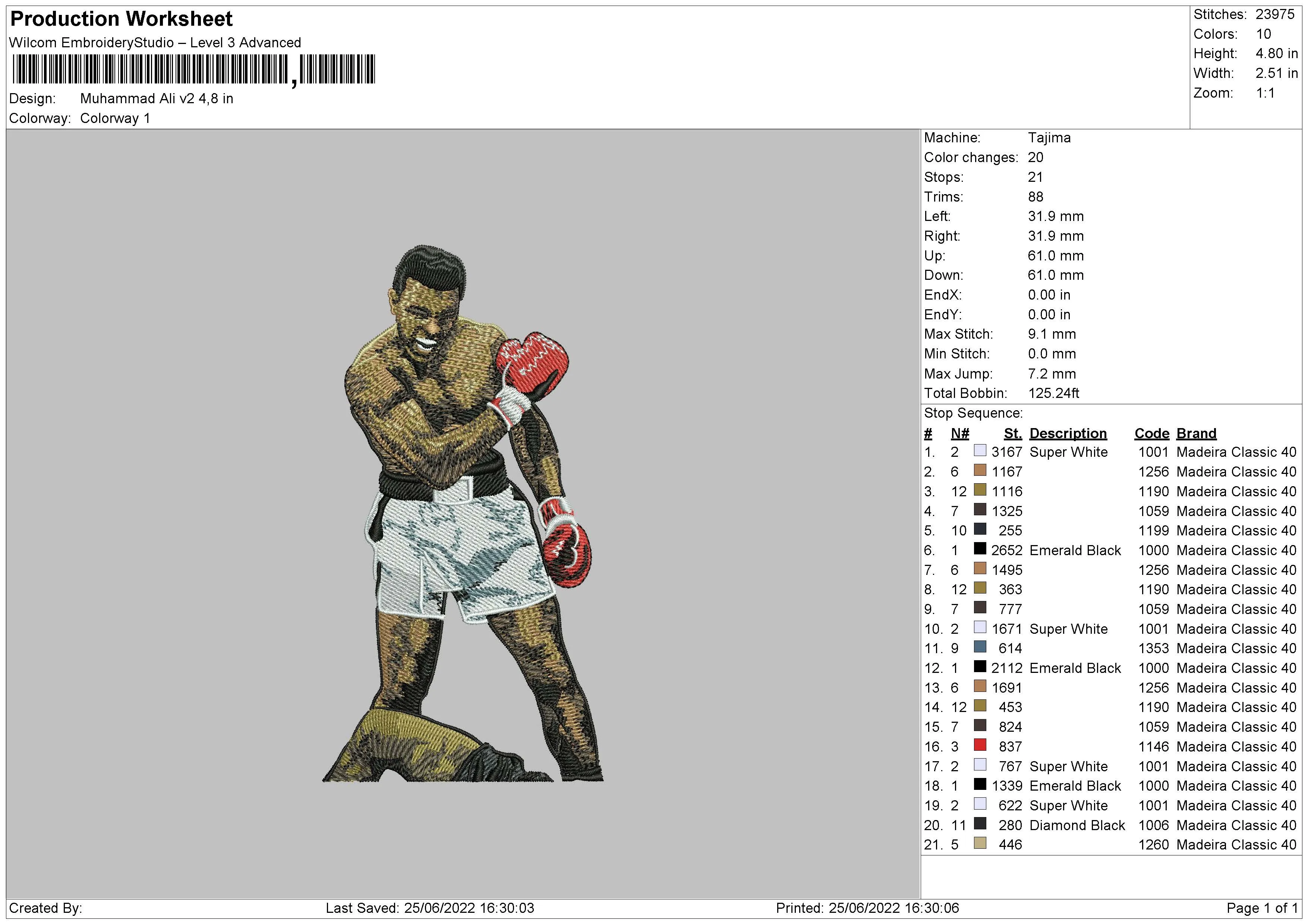 Alternative view of  Boxing Legend Embroidered Artwork 