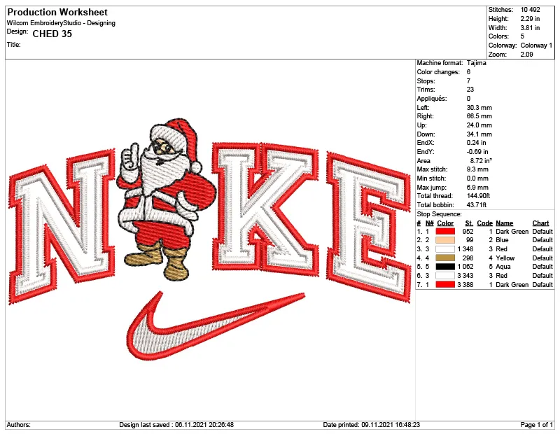 Alternative view of  Santa Claus Nike Embroidery Design 