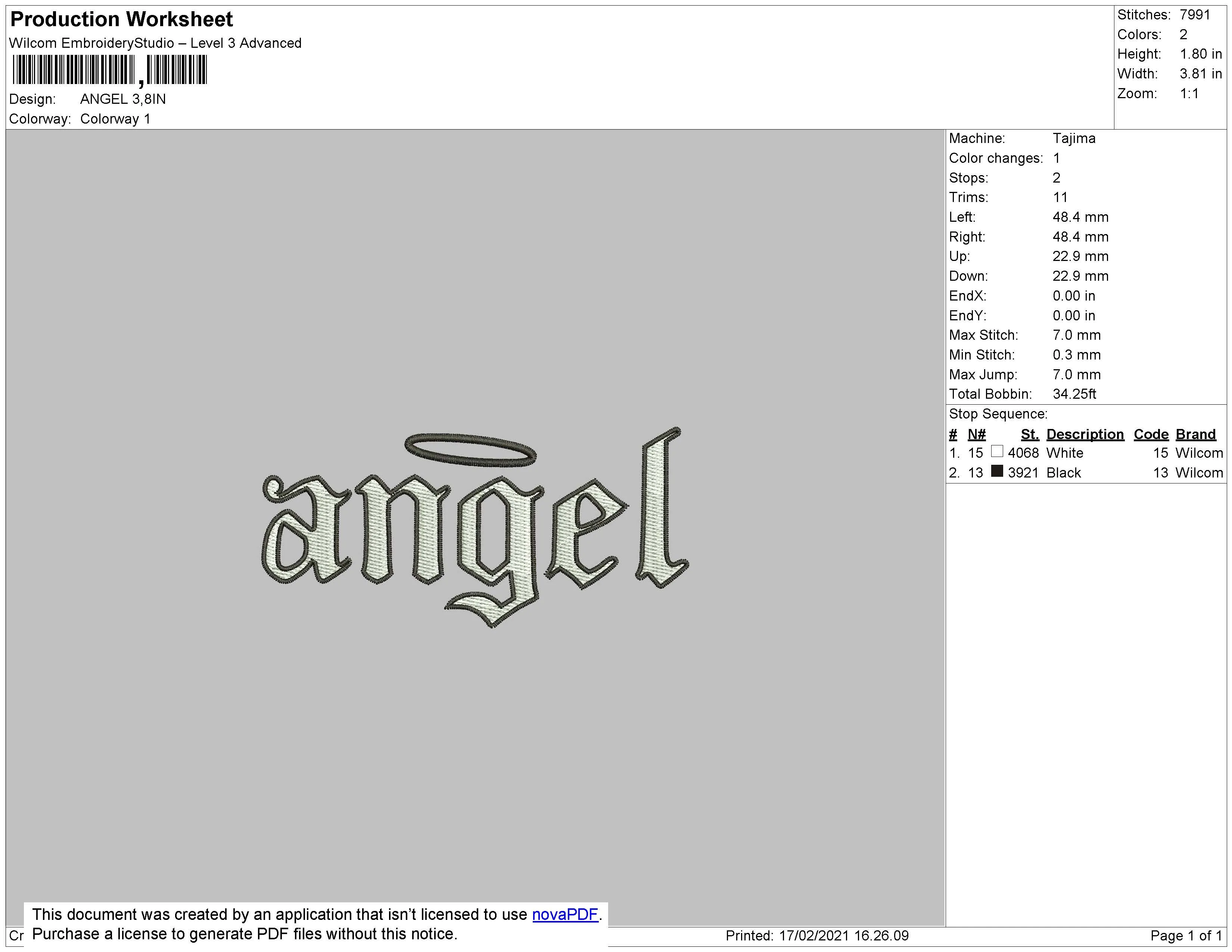 Alternative view of  Angel Embroidered Gothic Text 