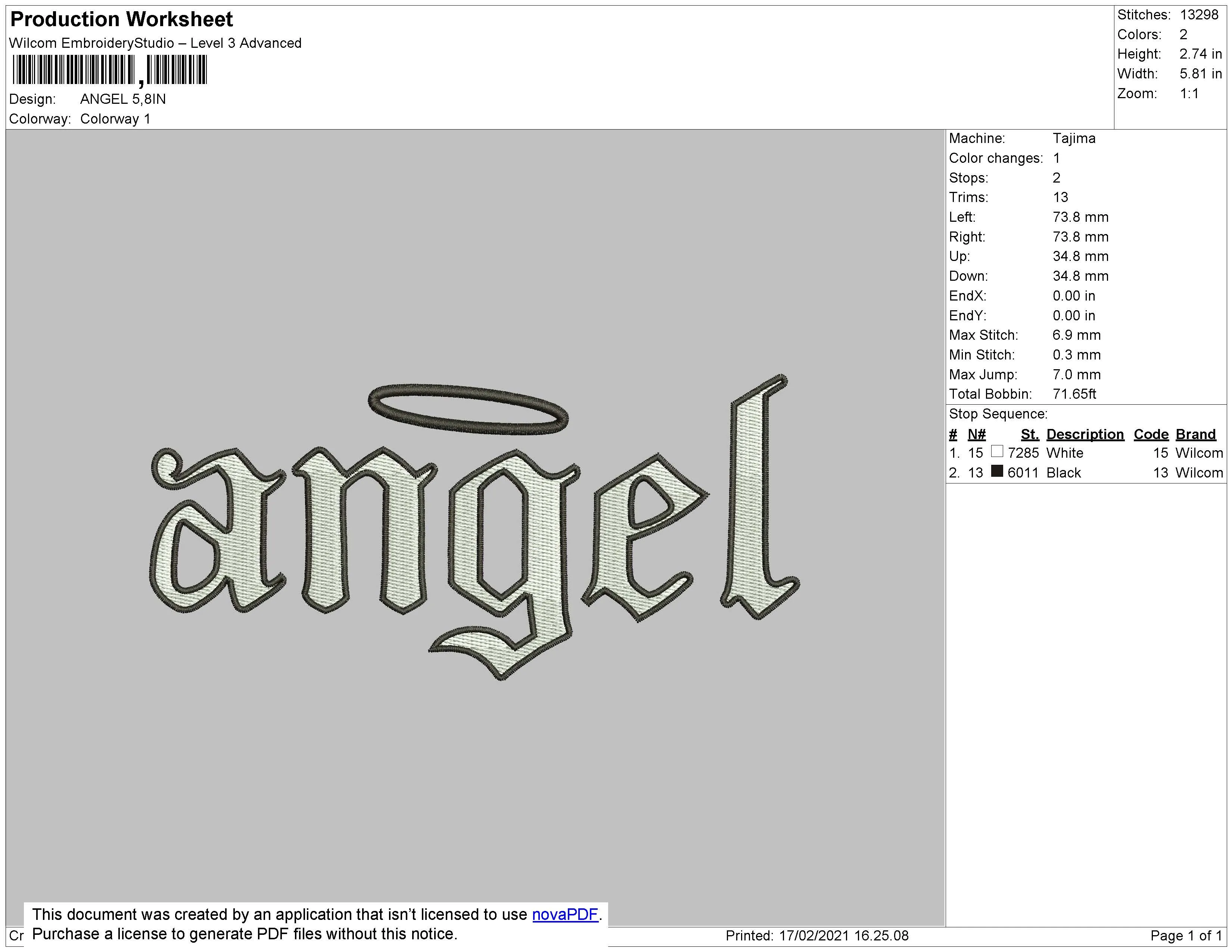 Alternative view of  Angel Embroidered Gothic Text 