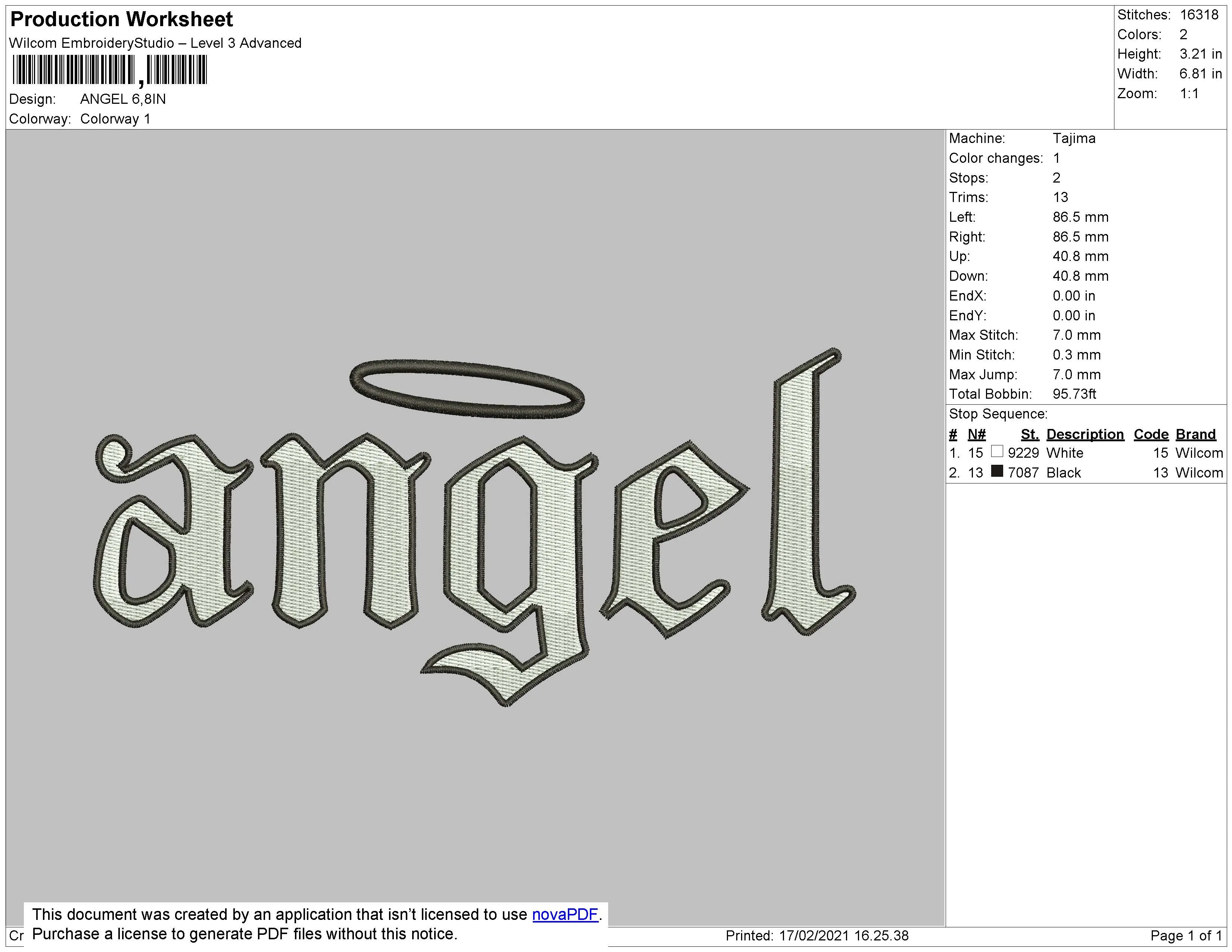Alternative view of  Angel Embroidered Gothic Text 