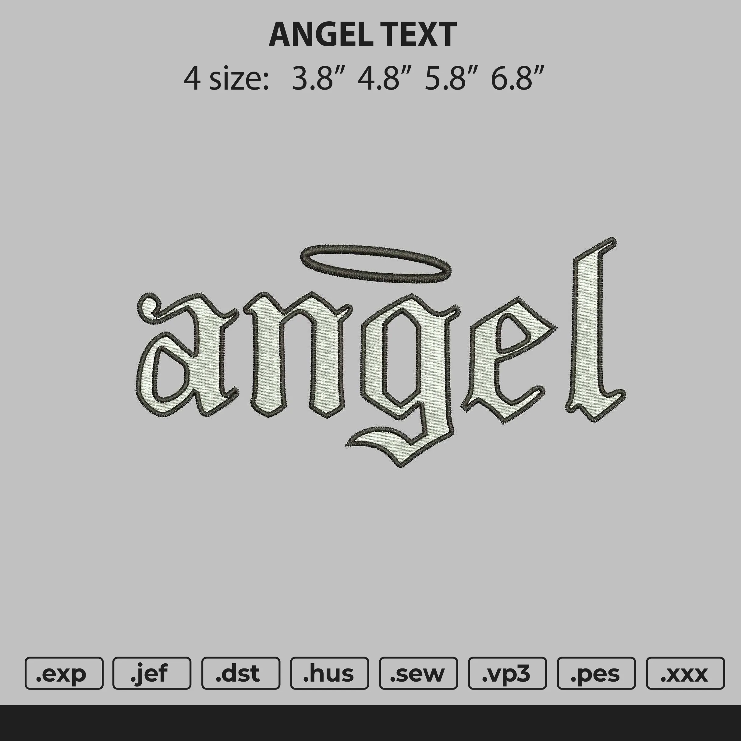 Alternative view of  Angel Embroidered Gothic Text 