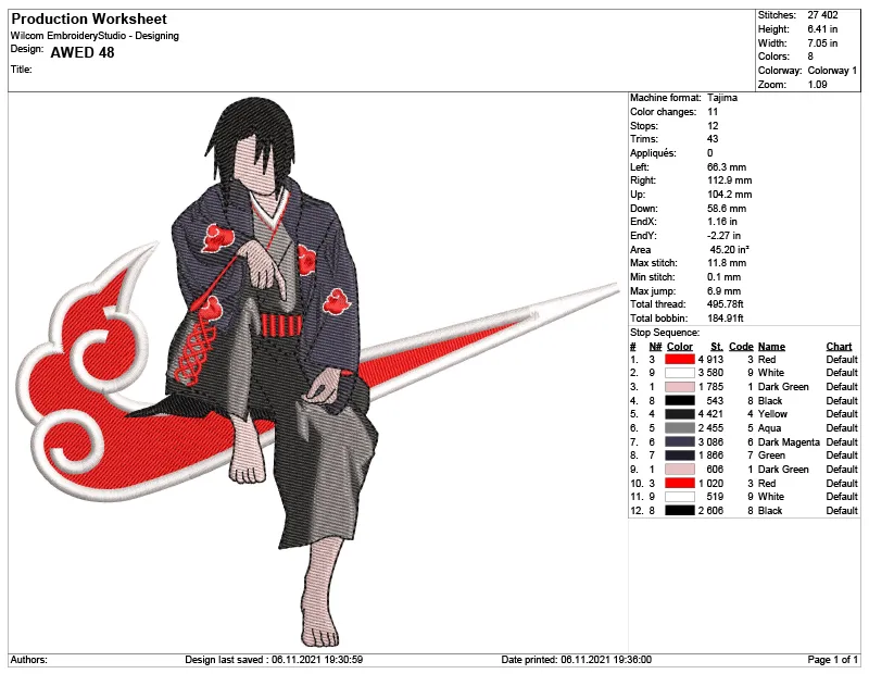 Alternative view of  Embroidered Naruto Akatsuki Pose 