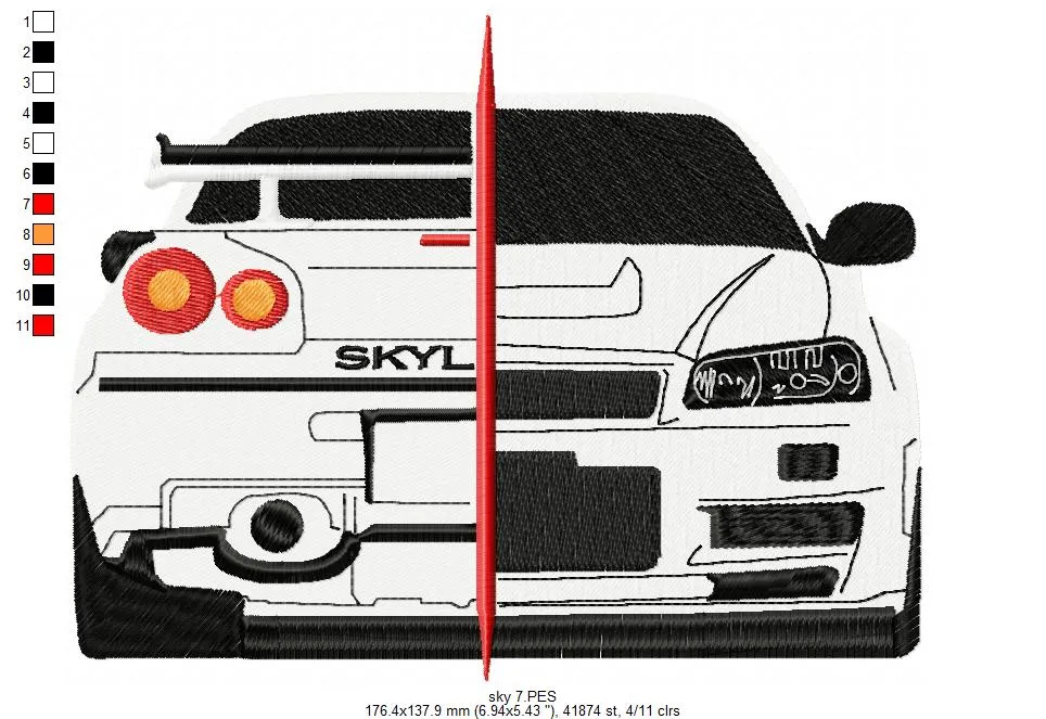 Alternative view of  Embroidered Nissan Skyline GT-R Design 
