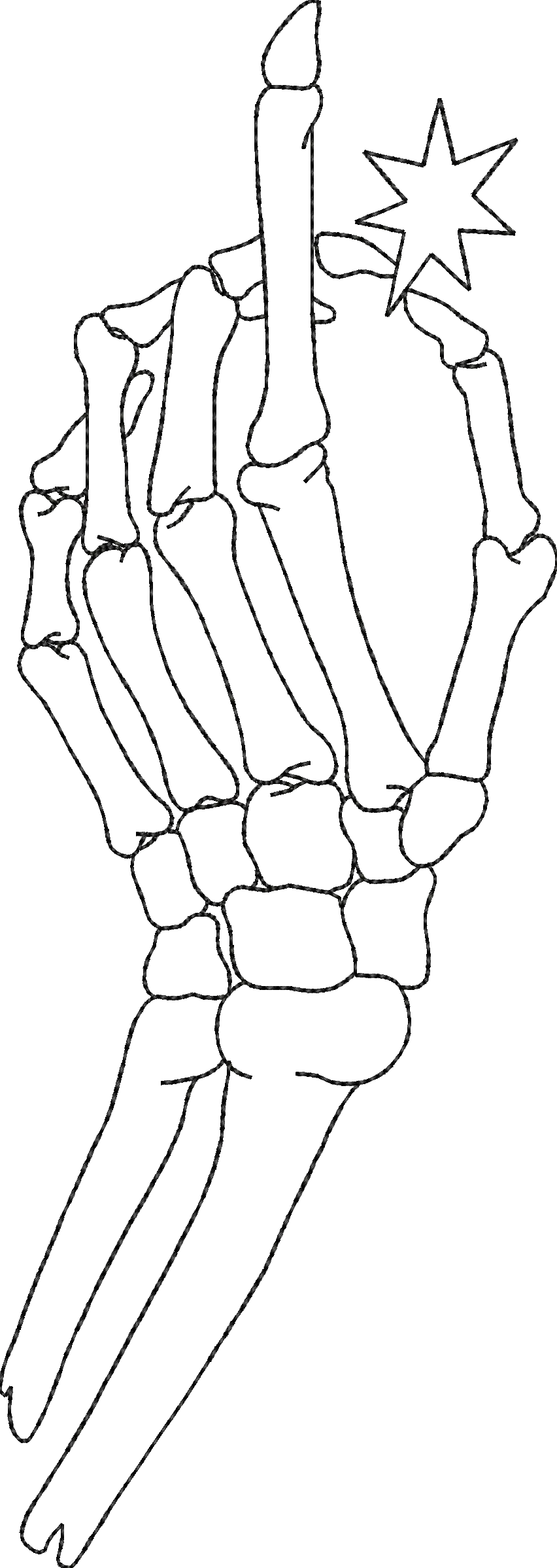 Alternative view of  Embroidered Skeletal Hand with Star 