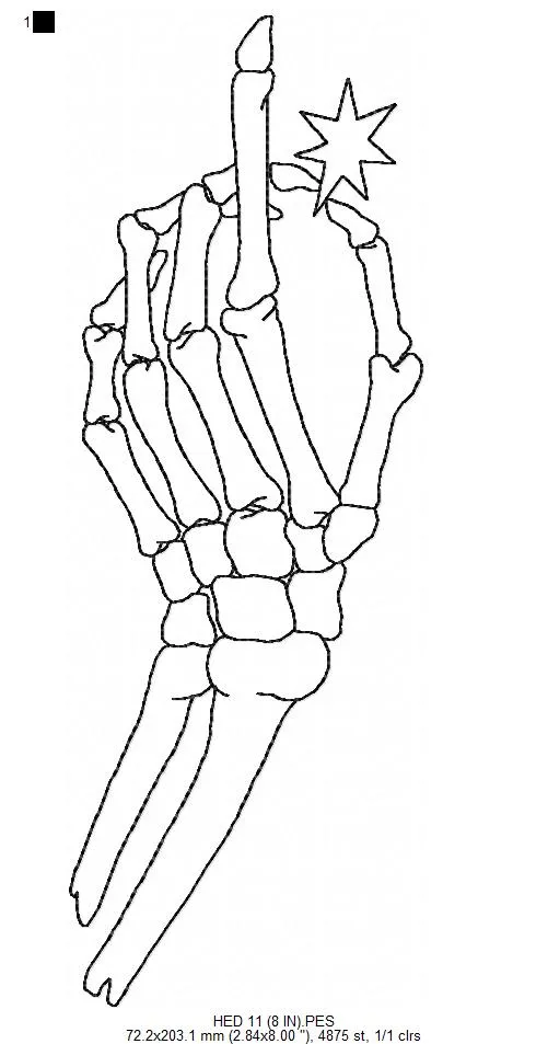 Alternative view of  Embroidered Skeletal Hand with Star 
