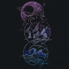 Alternative view of  Celestial and Nature Embroidery Design 