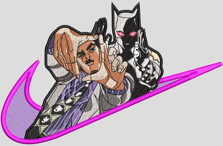 Alternative view of  Embroidered Jotaro and Bat Symbol 