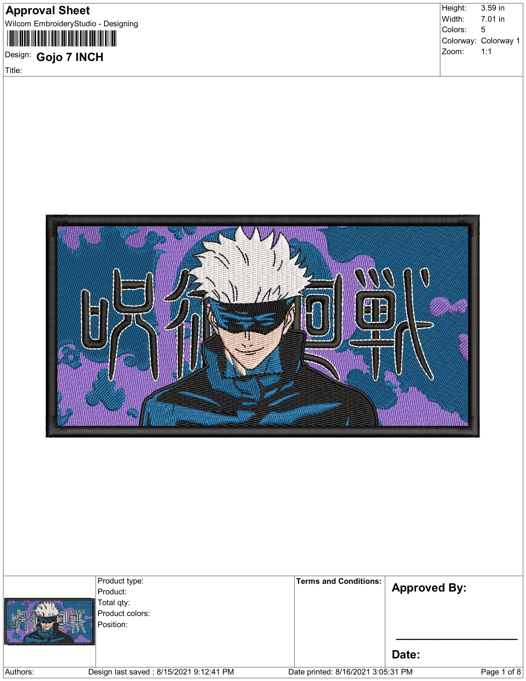 Alternative view of  Embroidered Gojo Satoru Design 
