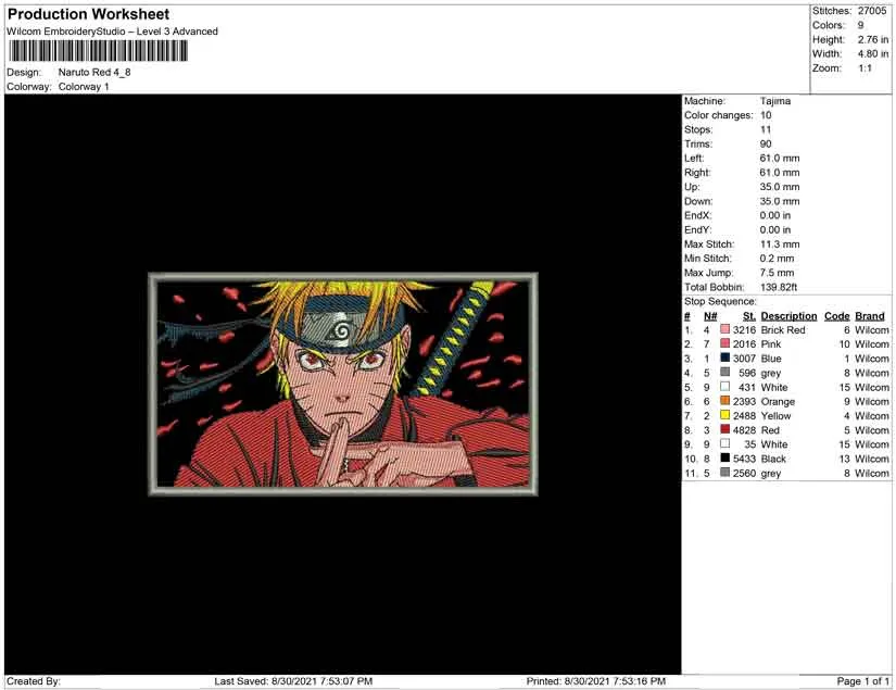 Alternative view of  Naruto Embroidered Portrait 