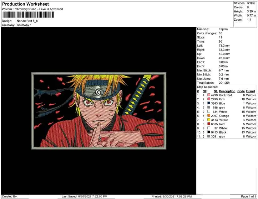 Alternative view of  Naruto Embroidered Portrait 