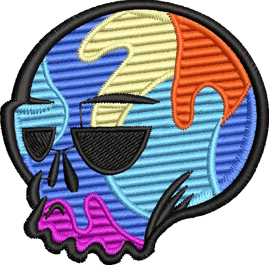 Alternative view of  Colorful Skull Embroidery Design 