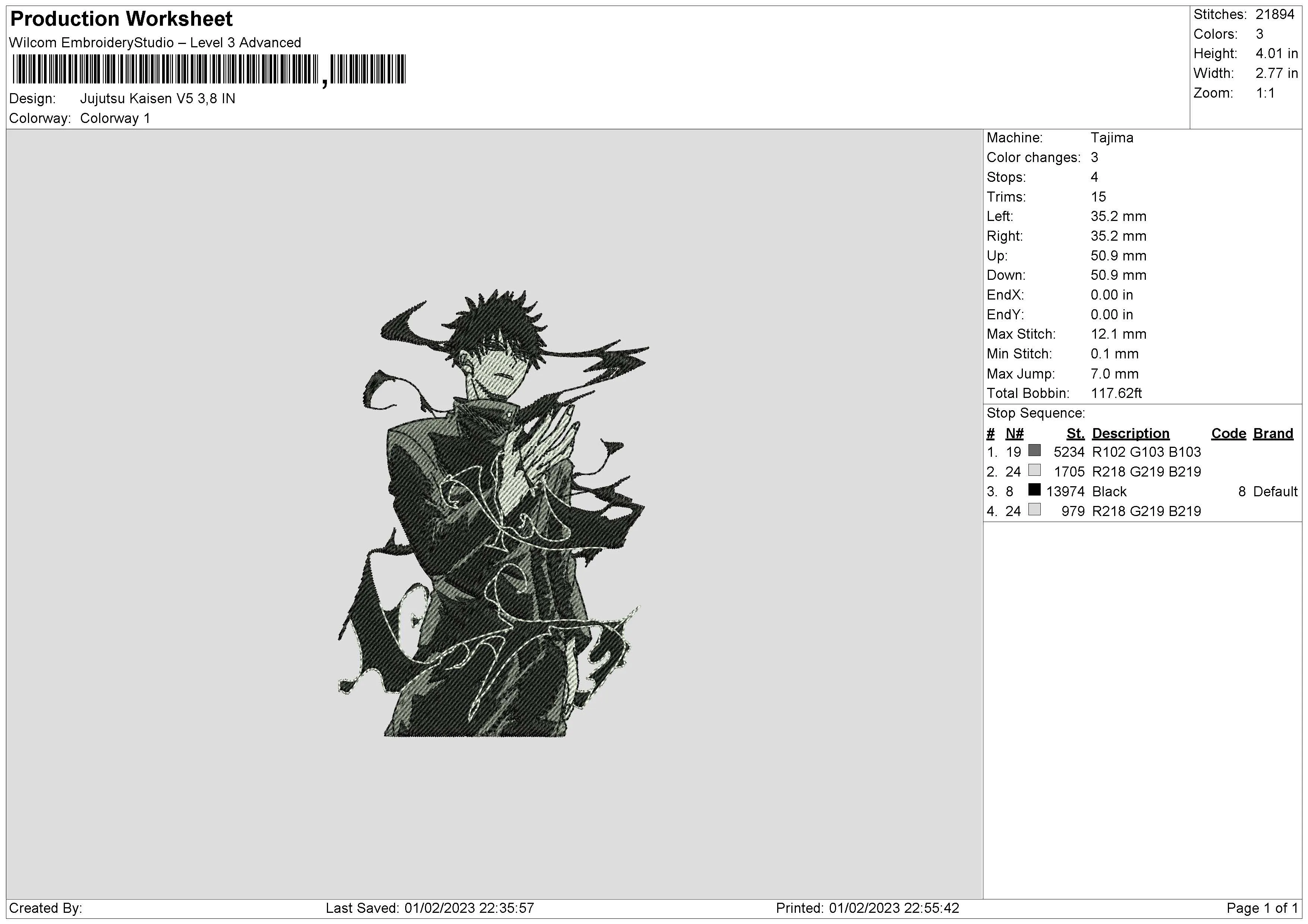 Alternative view of  Jujutsu Kaisen Embroidered Artwork 