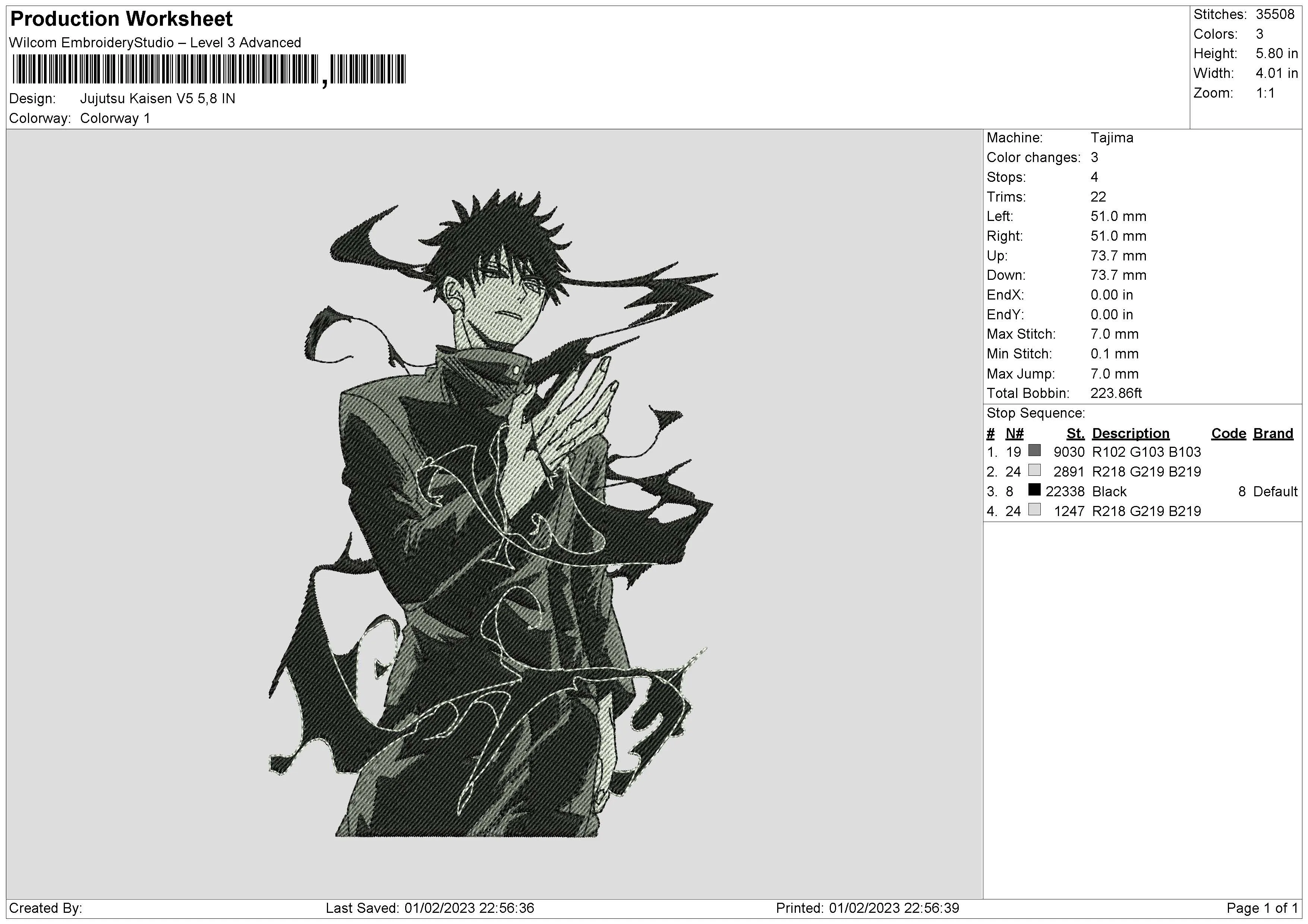 Alternative view of  Jujutsu Kaisen Embroidered Artwork 