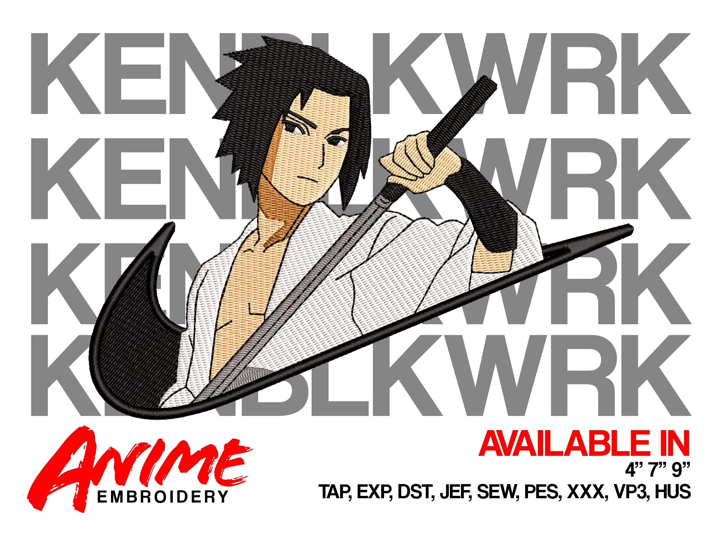 Alternative view of  Sasuke Uchiha Embroidered Portrait 