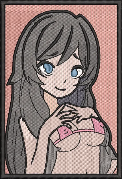 Alternative view of  Embroidered Anime Girl Portrait 