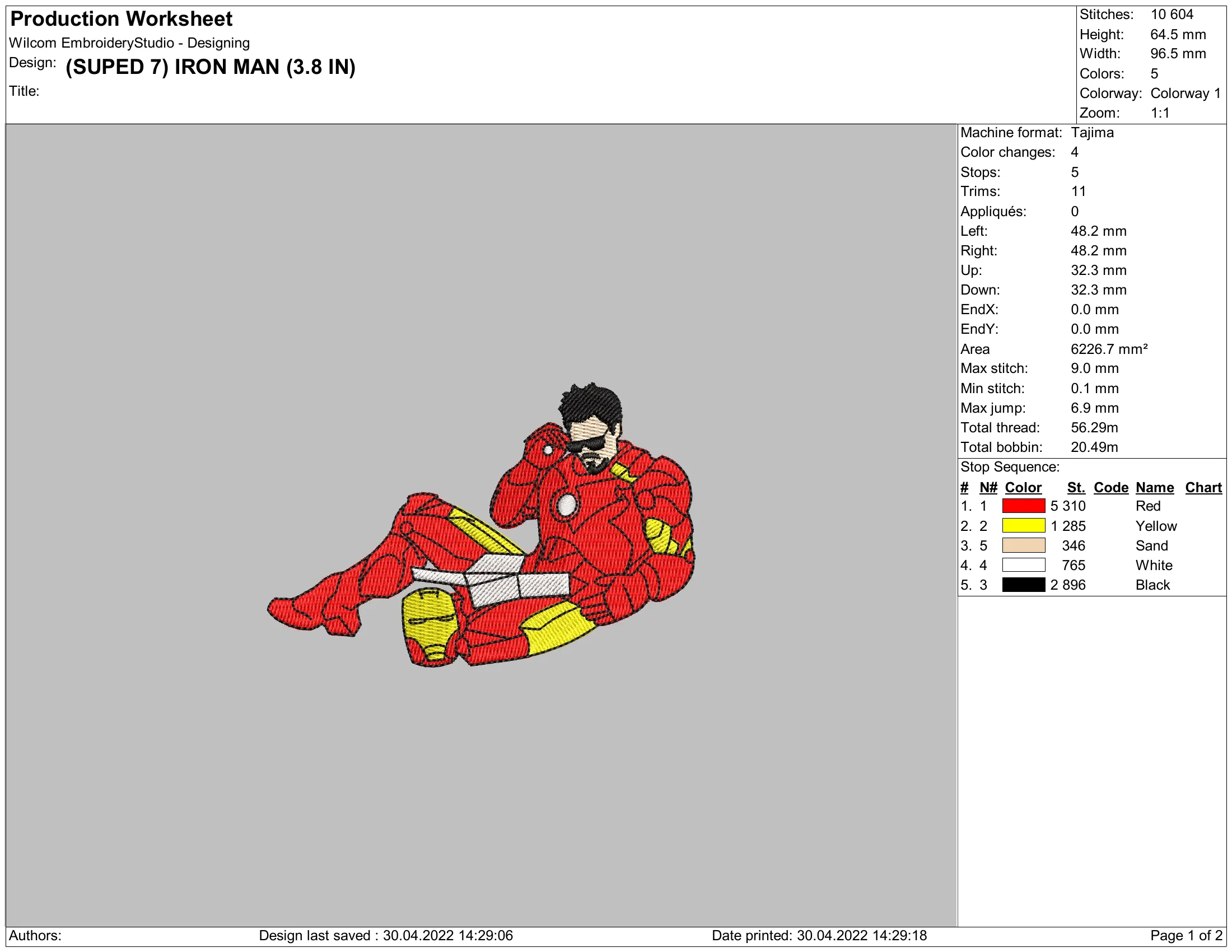 Alternative view of  Iron Man Embroidered Superhero Design 