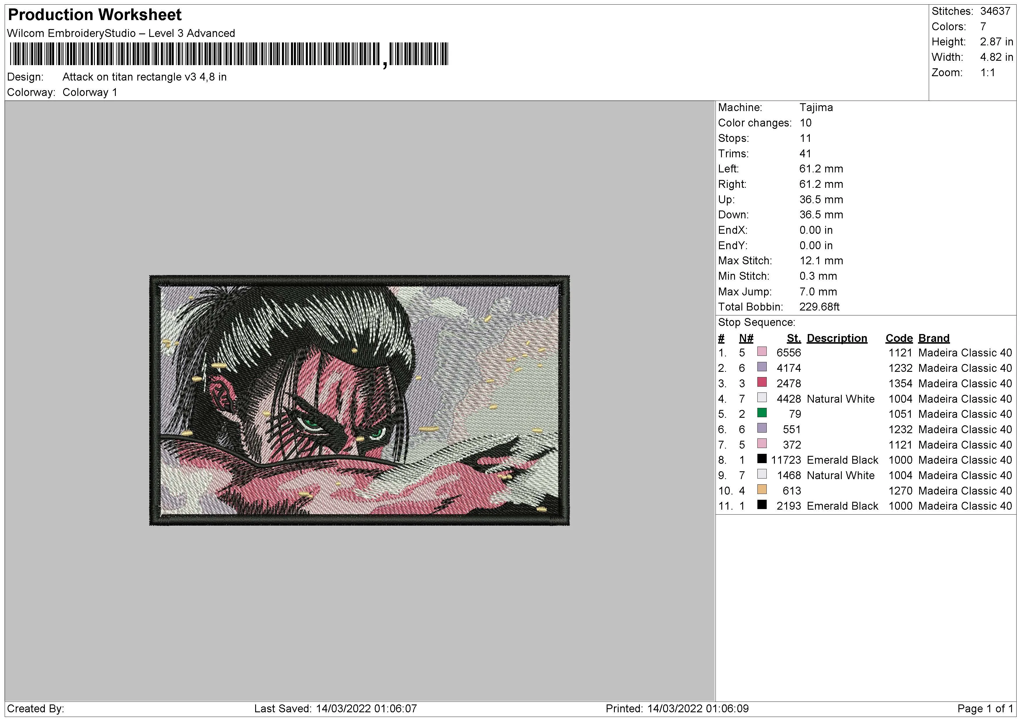 Alternative view of  Attack on Titan Embroidered Patch 