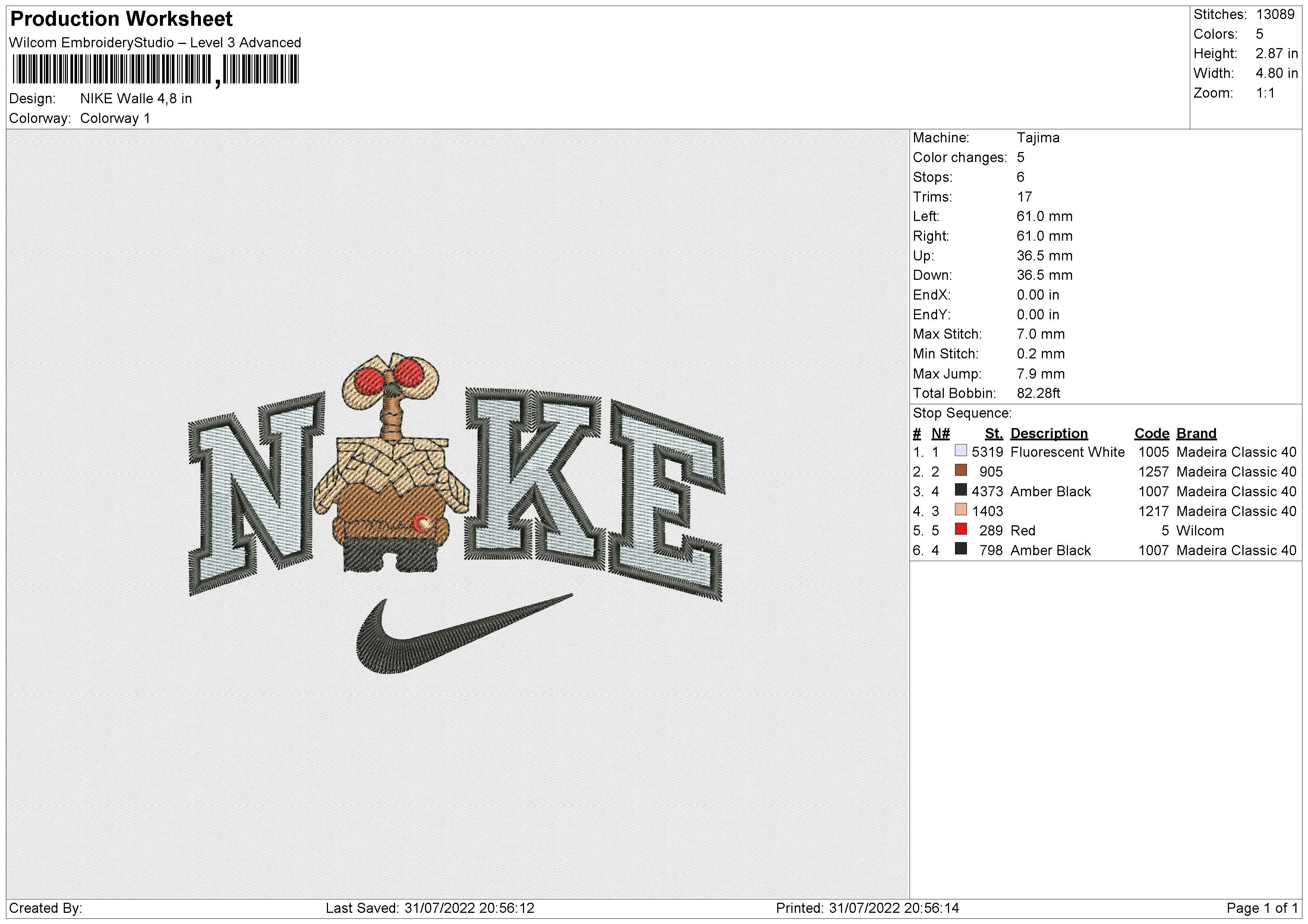 Alternative view of  Embroidered Wall-E with Nike Logo 