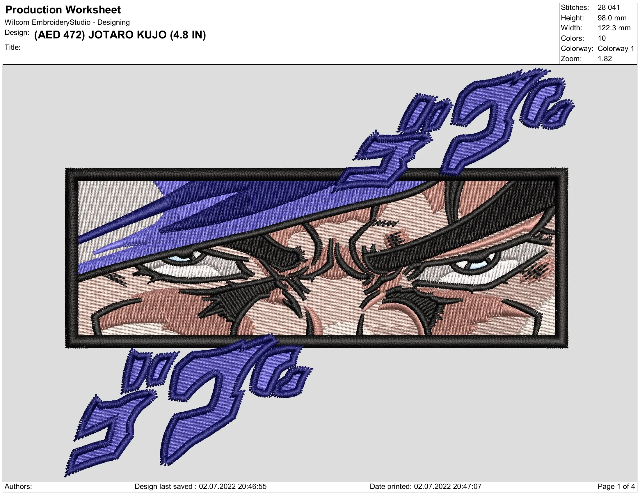 Alternative view of  Jotaro Kujo Embroidered Eyes Design 