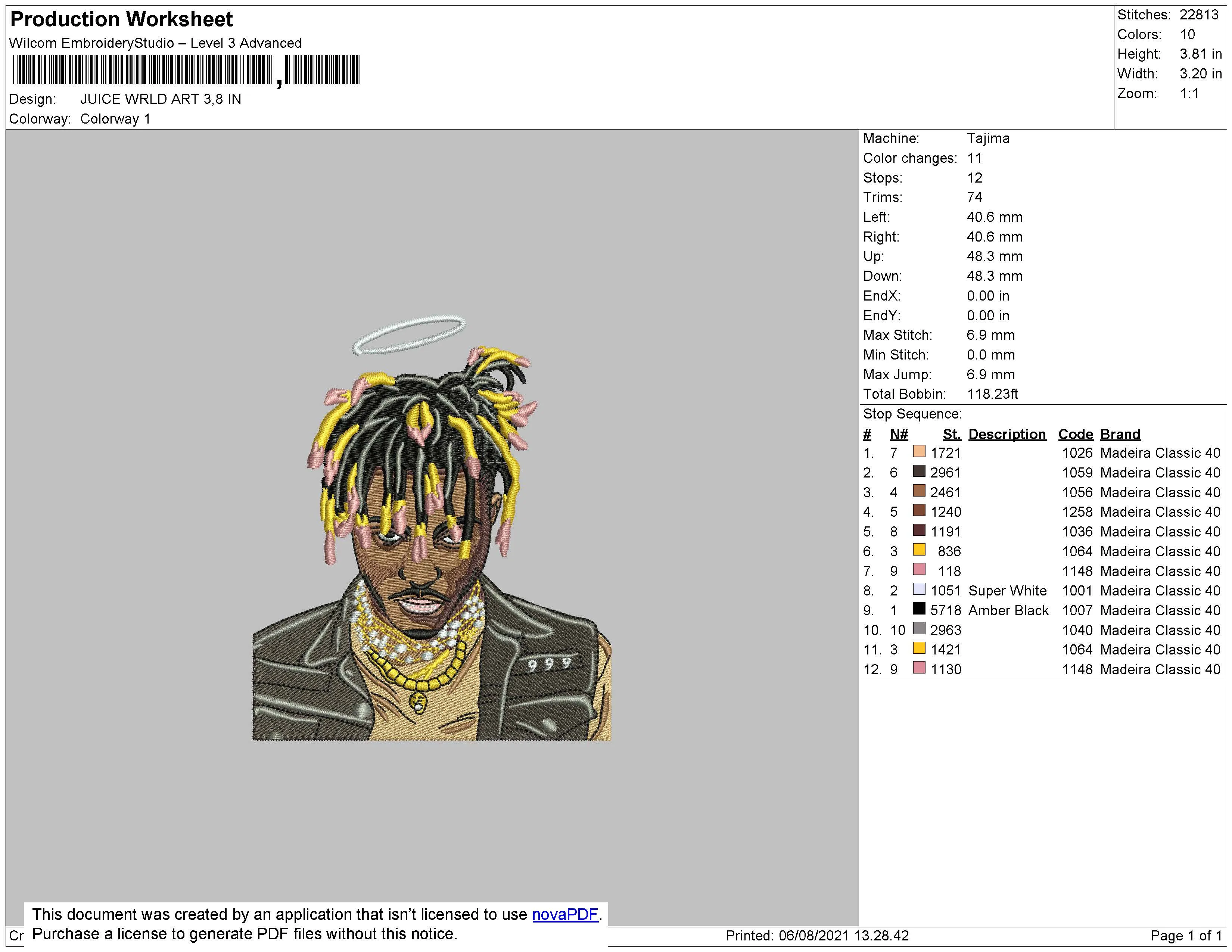 Alternative view of  Embroidered Rapper Portrait 