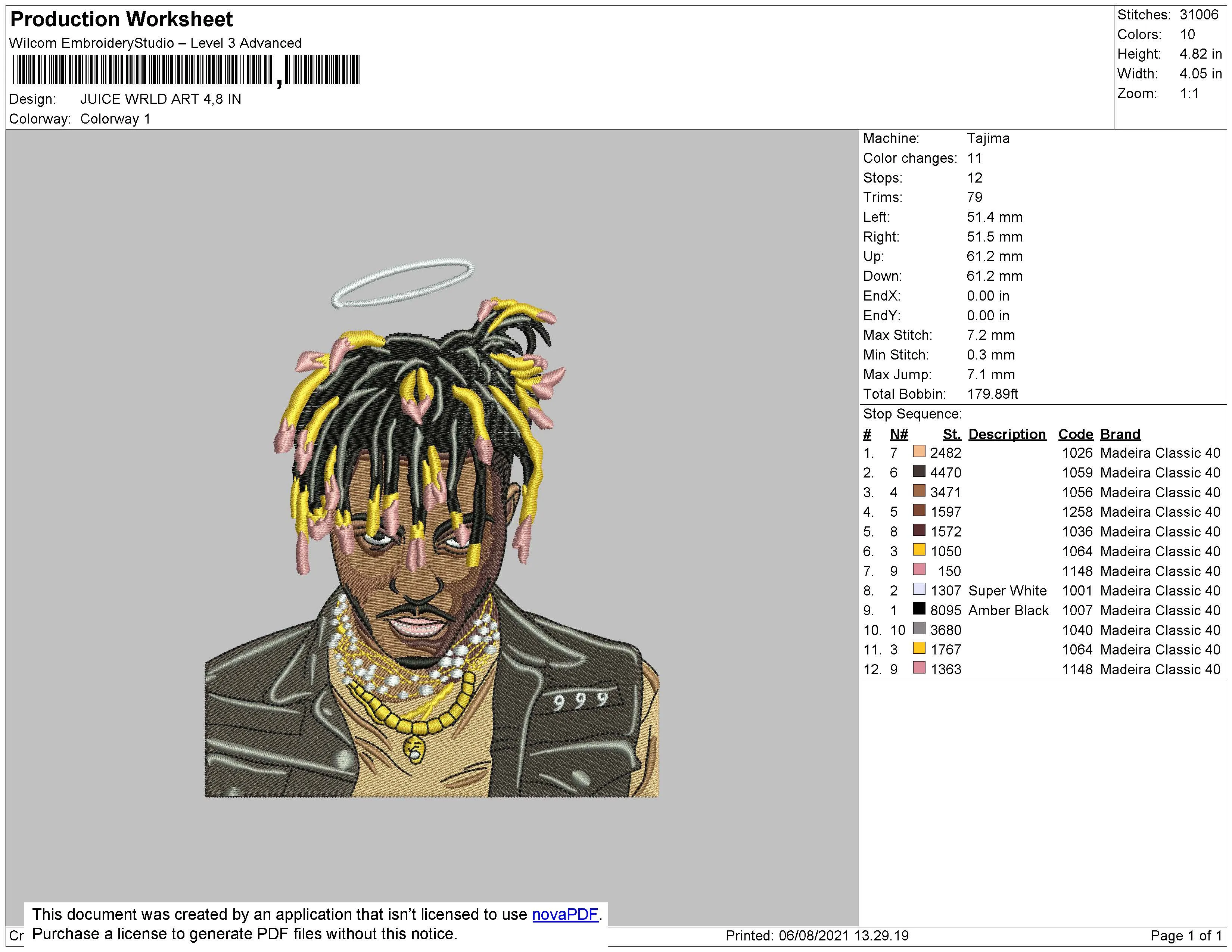 Alternative view of  Embroidered Rapper Portrait 