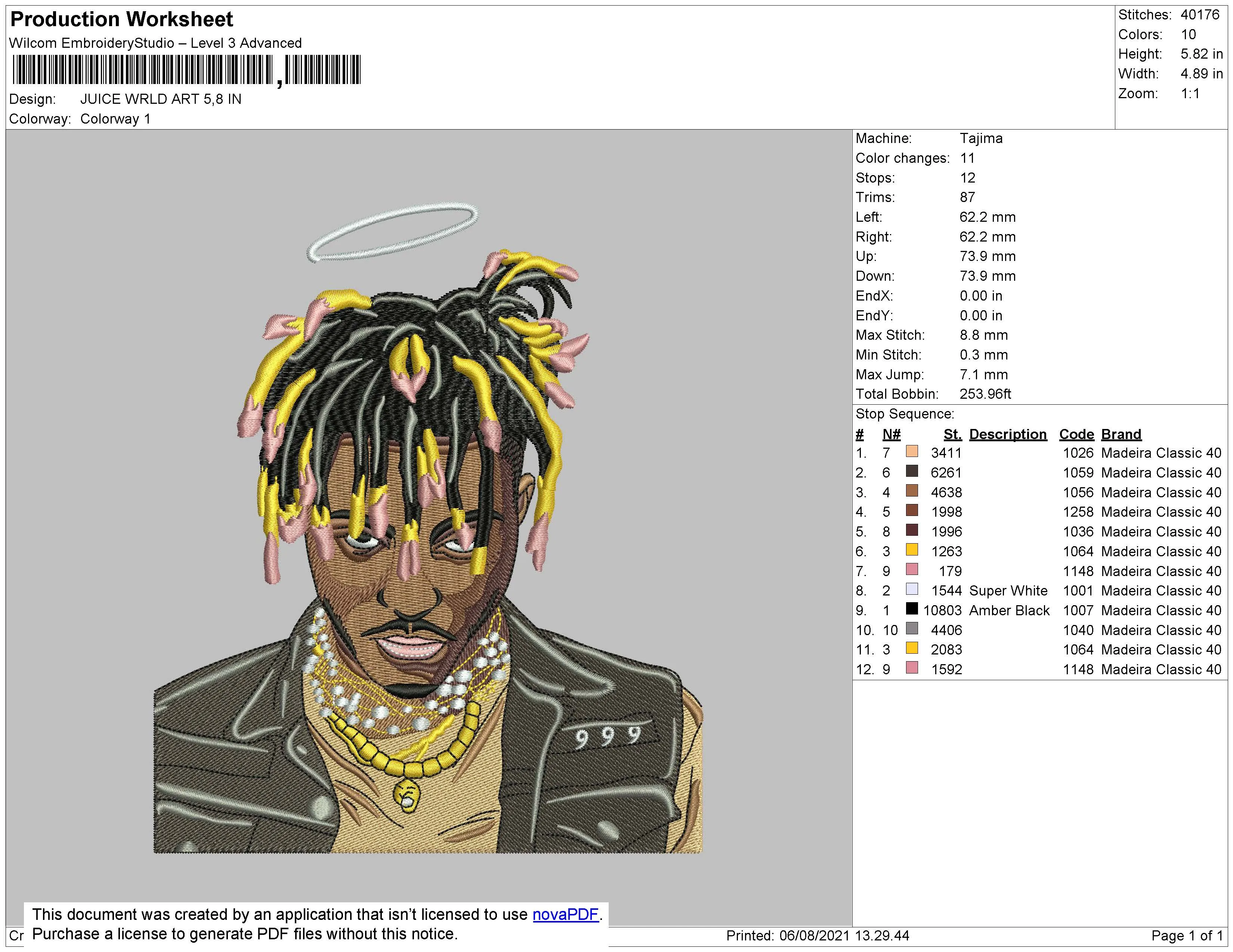 Alternative view of  Embroidered Rapper Portrait 