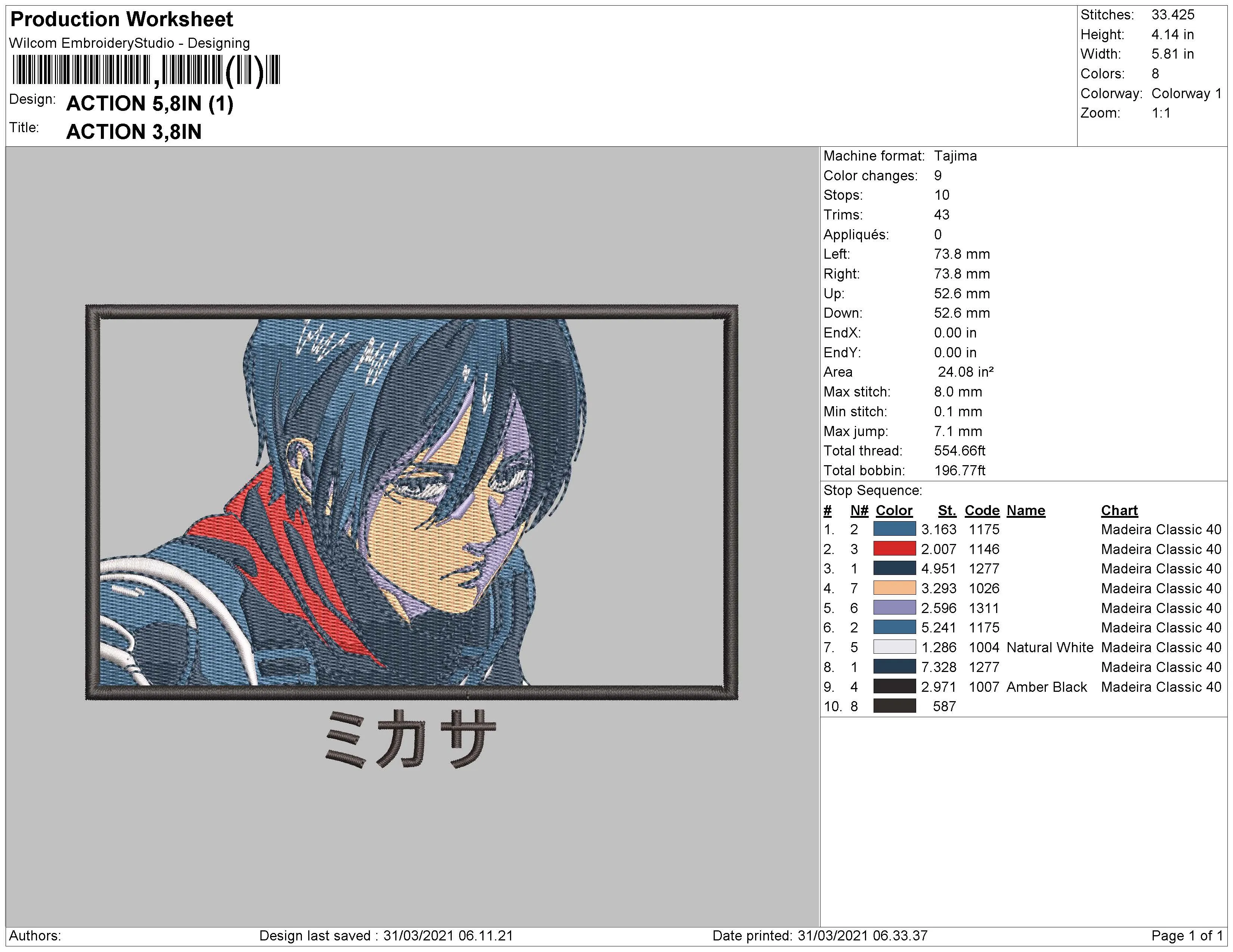 Alternative view of  Embroidered Anime Character Design 