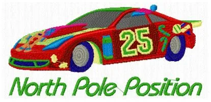 Alternative view of  North Pole Position Race Car Embroidery 