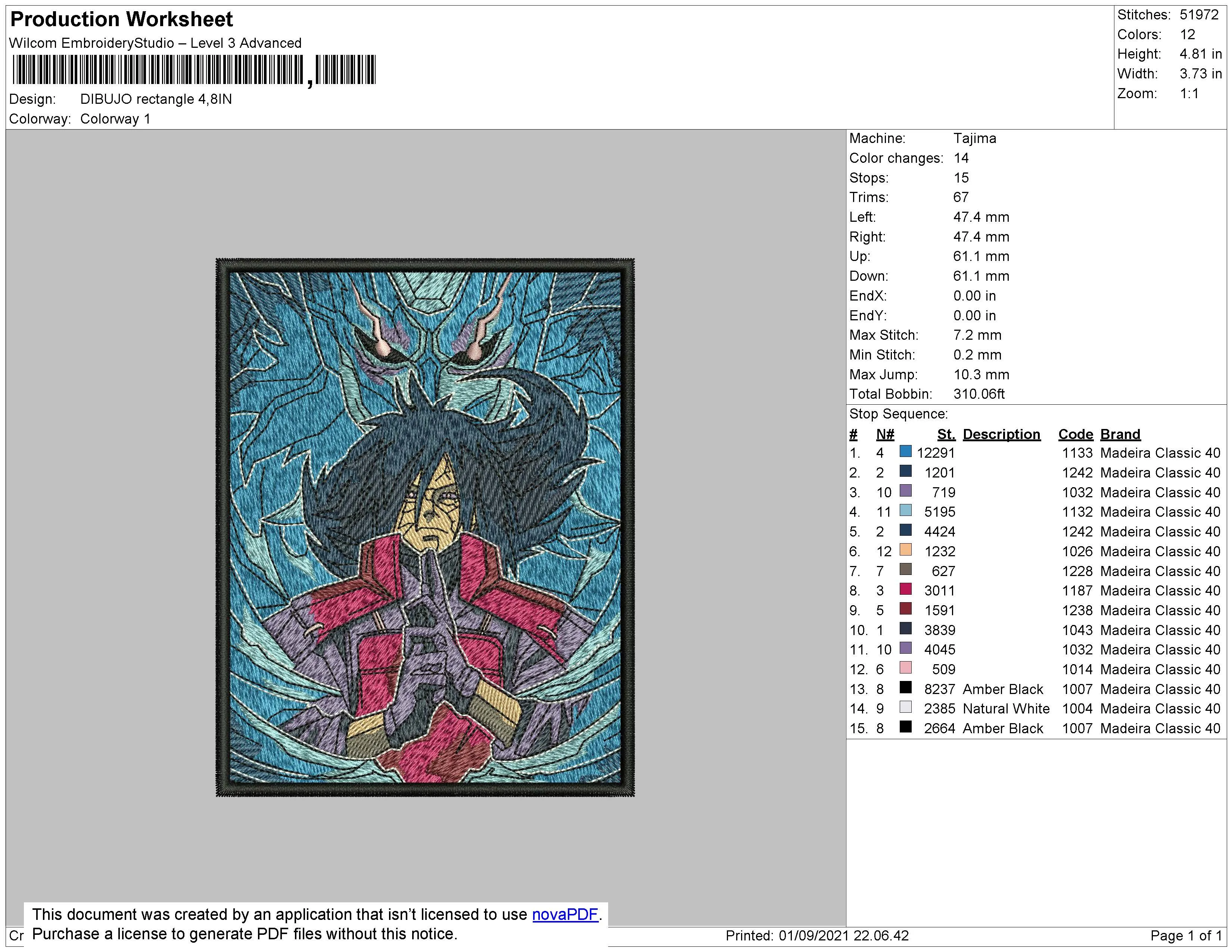 Alternative view of  Naruto Embroidered Artwork 