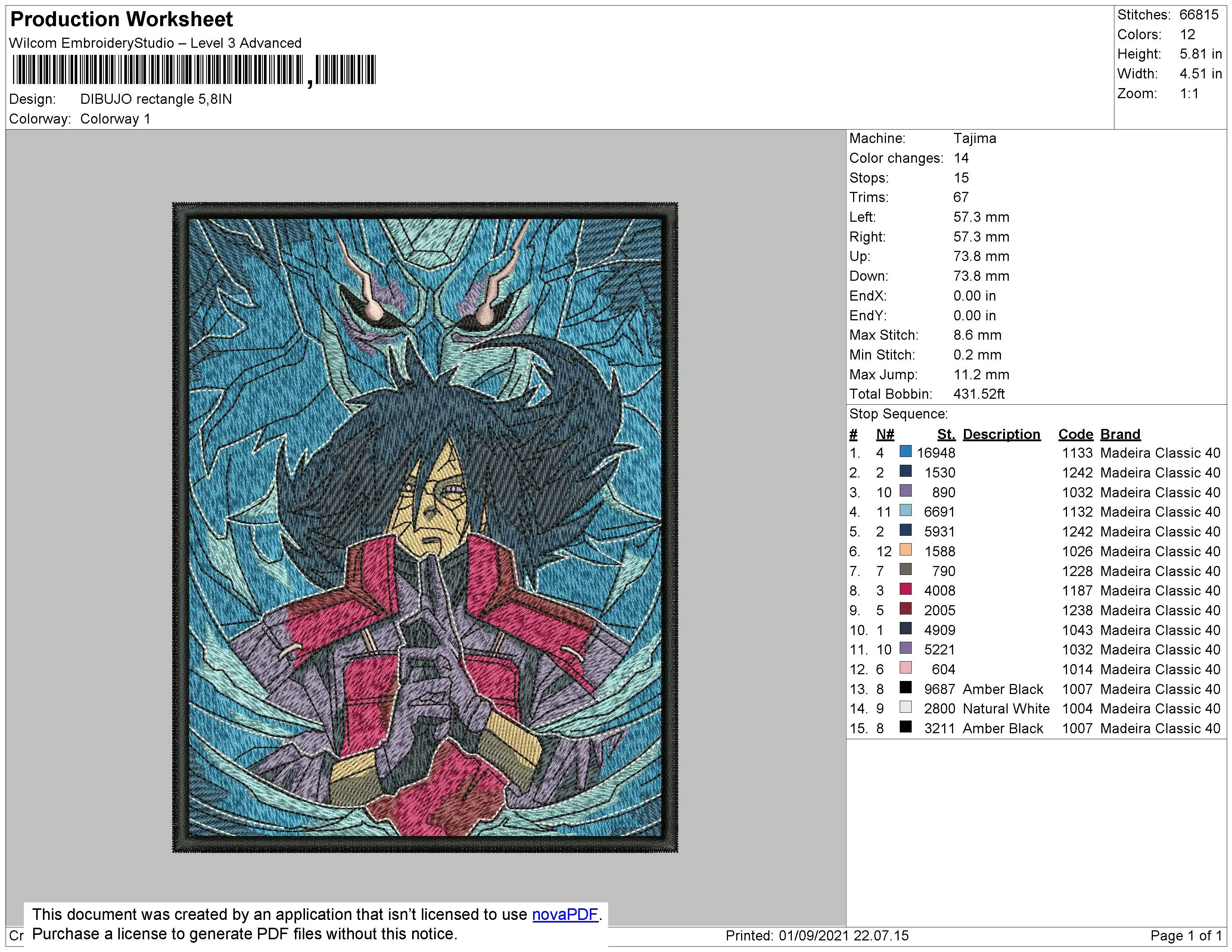 Alternative view of  Naruto Embroidered Artwork 